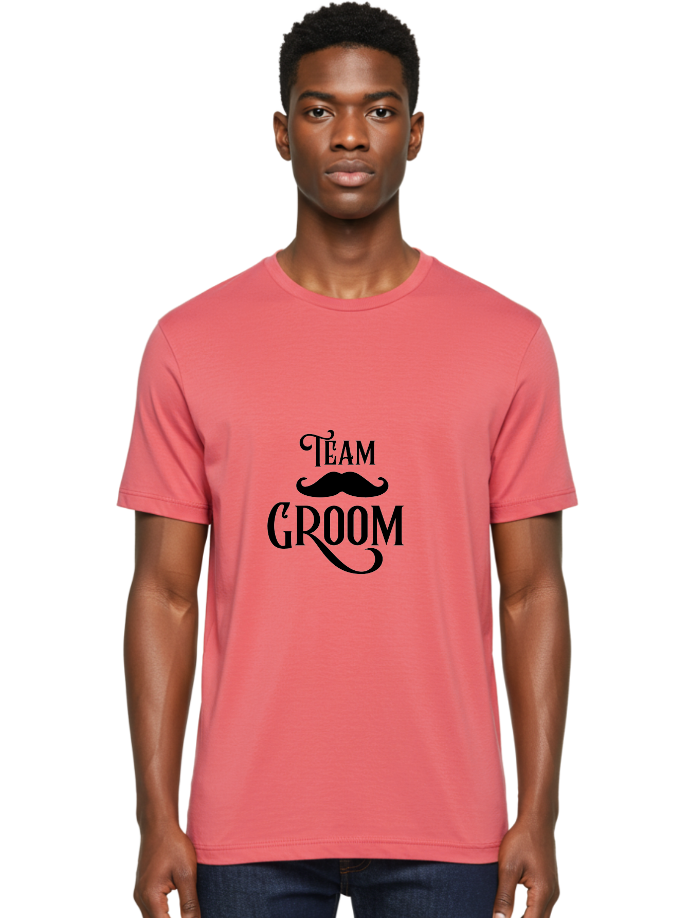 Team-Groom Men'S Graphic Tee, 100% Cotton, Comfortable Casual Summer Wear, Machine Washable, Team Groom, Wedding Party, Marriage Celebration, Mustache, Groom'S Squad, Wedding Accessories, Bridal Party, Wedding Theme Aad225