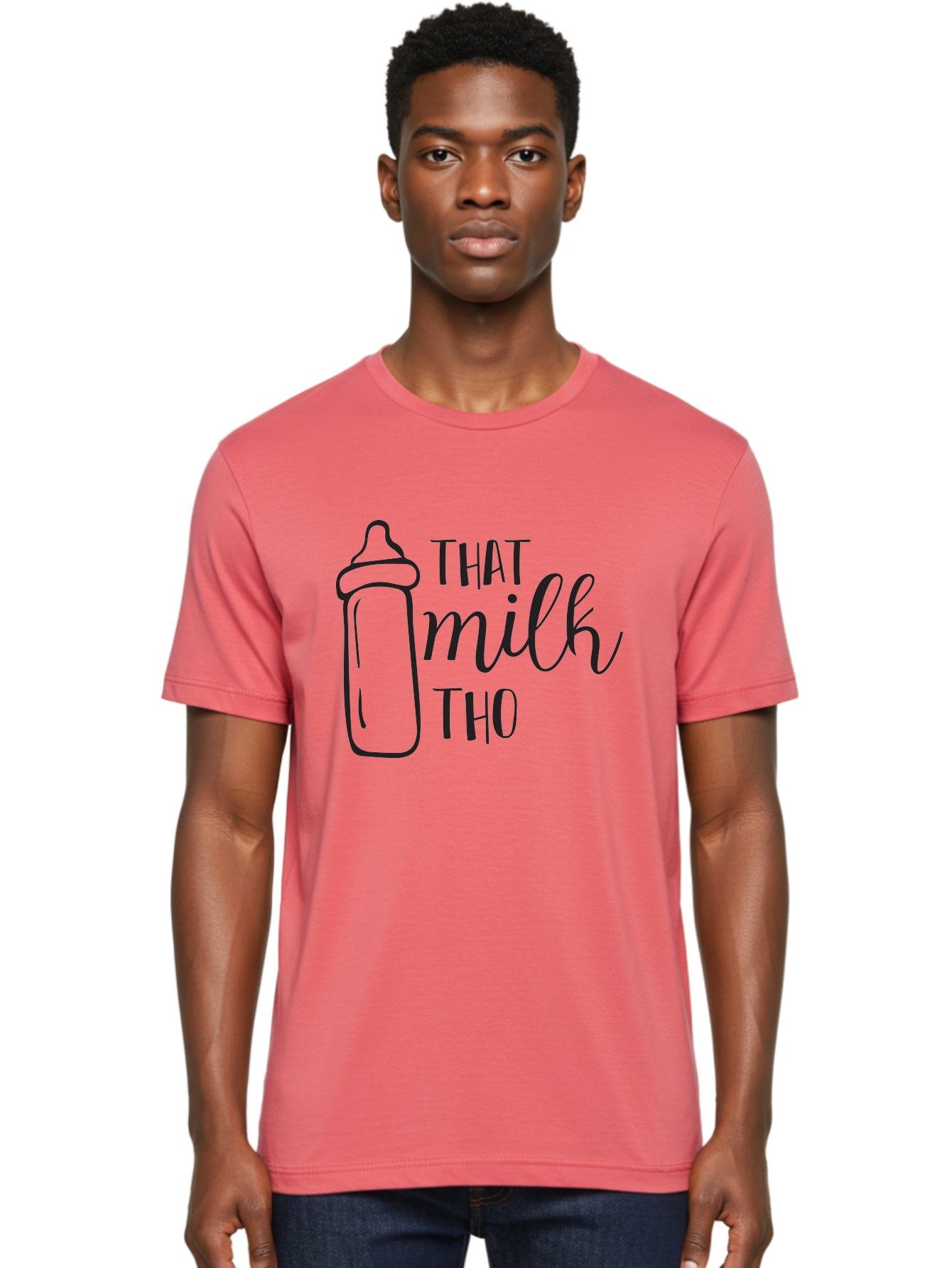 That-Milk-Tho Men'S Graphic Tee, 100% Cotton, Comfortable Casual Summer Wear, Machine Washable, Baby Bottle, Milk Bottle, Funny Quote, Mom Humor, Parenting Jokes, Cute Baby Accessories, Nursery Decor, Playful Sayings, Childbirth, Aad228
