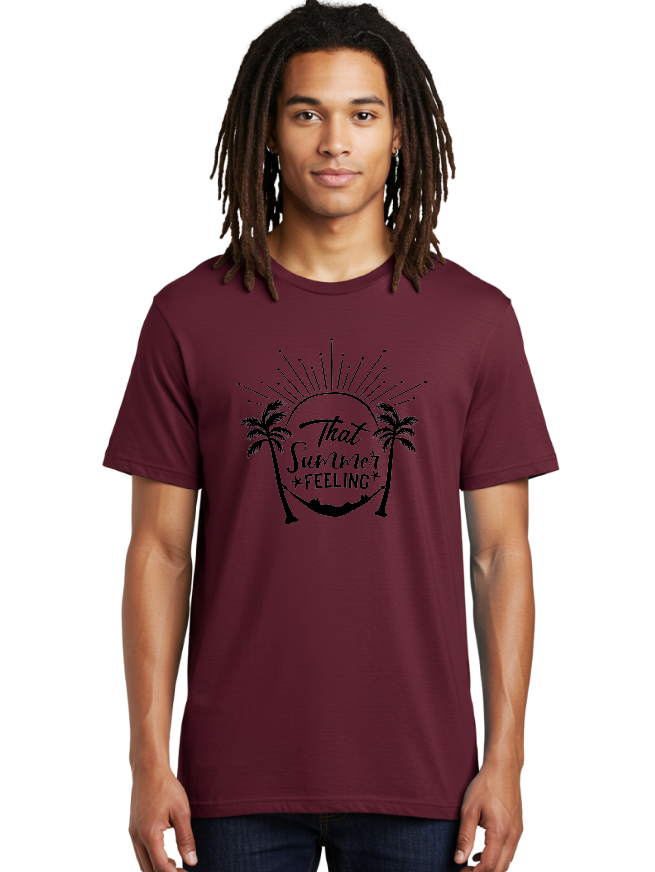 That-Summer-Feeling Men'S Graphic Tee, 100% Cotton, Comfortable Casual Summer Wear, Machine Washable, Summer Vibes, Tropical Getaway, Hammock Relaxation, Palm Trees, Vacation Mode, Summertime Fun, Feel-Good Atmosphere, Sunshine Aad229