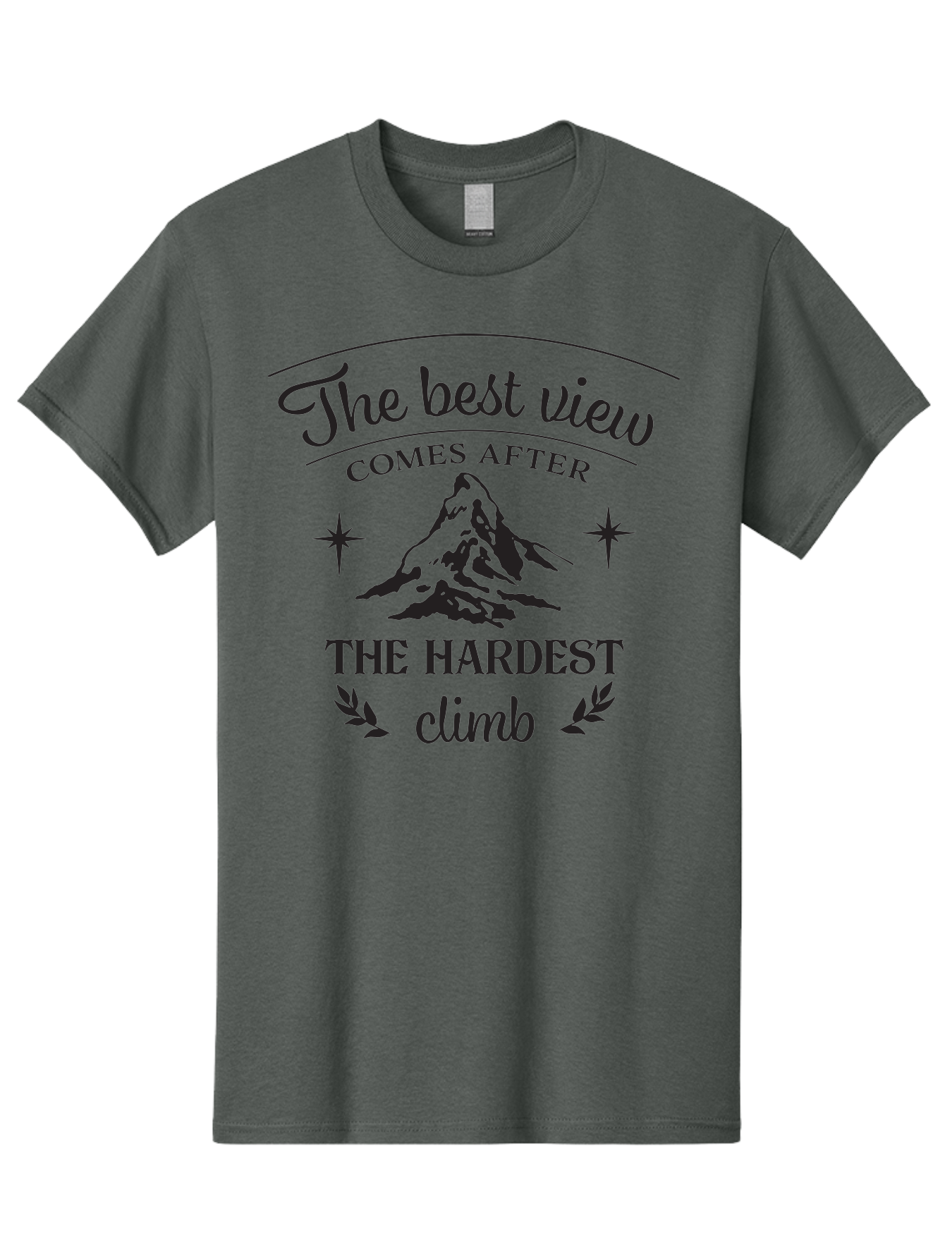 The-Best-View-Comes-After-The-Hardest-Climb Men'S Graphic Tee, 100% Cotton, Comfortable Casual Summer Wear, Machine Washable, Motivational Quote, Inspirational Message, Mountain Climbing, Perseverance, Success, Achievement, Fitness, Wellness Aad230