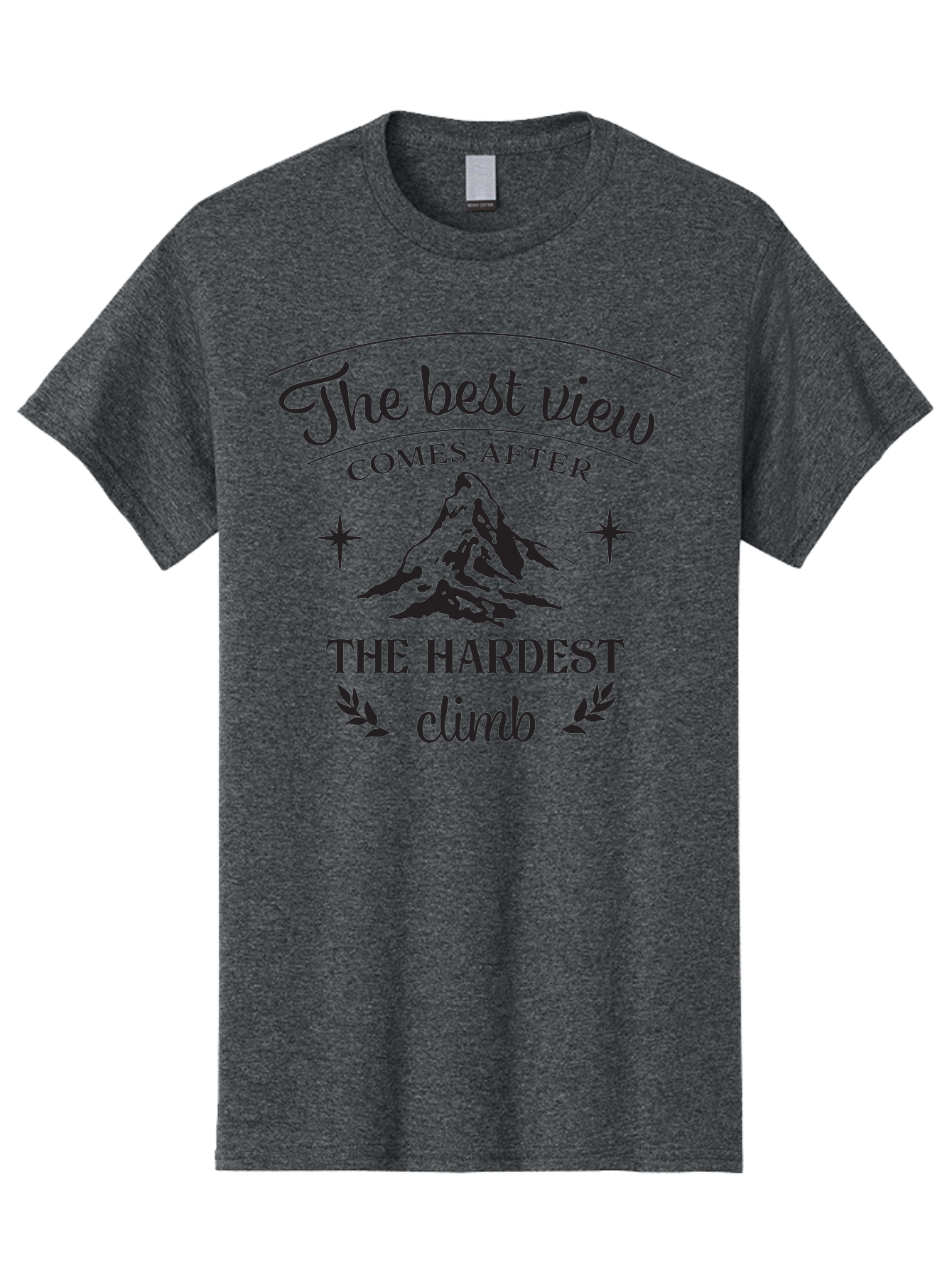 The-Best-View-Comes-After-The-Hardest-Climb Men'S Graphic Tee, 100% Cotton, Comfortable Casual Summer Wear, Machine Washable, Motivational Quote, Inspirational Message, Mountain Climbing, Perseverance, Success, Achievement, Fitness, Wellness Aad230