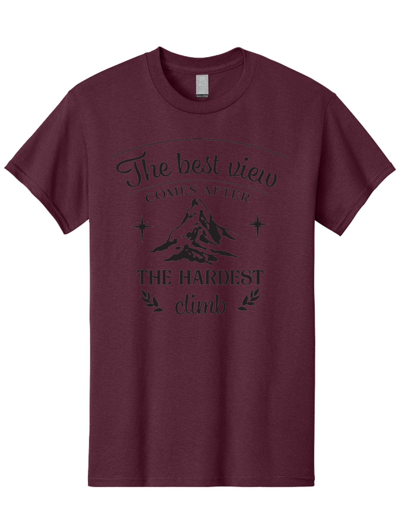 The-Best-View-Comes-After-The-Hardest-Climb Men'S Graphic Tee, 100% Cotton, Comfortable Casual Summer Wear, Machine Washable, Motivational Quote, Inspirational Message, Mountain Climbing, Perseverance, Success, Achievement, Fitness, Wellness Aad230