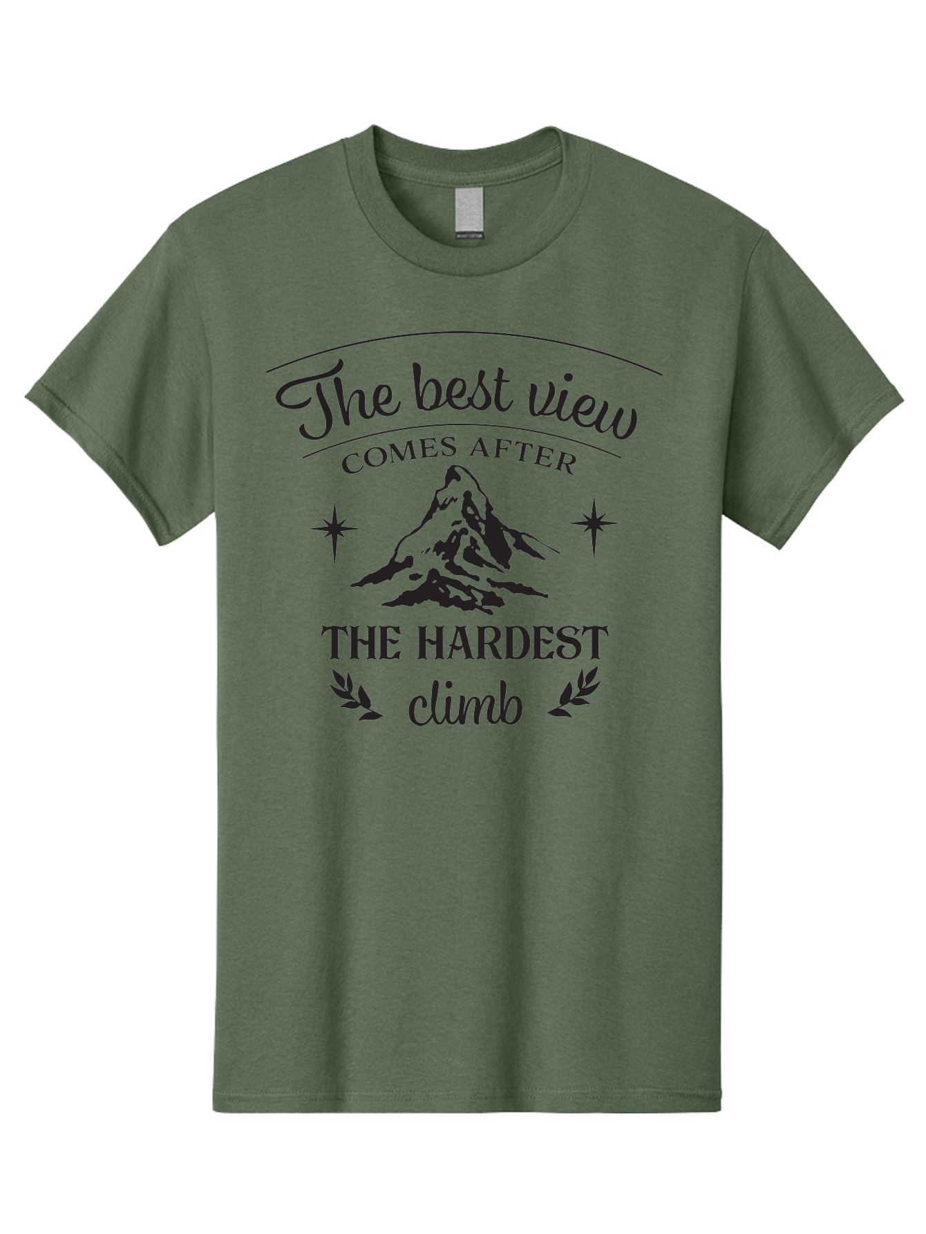 The-Best-View-Comes-After-The-Hardest-Climb Men'S Graphic Tee, 100% Cotton, Comfortable Casual Summer Wear, Machine Washable, Motivational Quote, Inspirational Message, Mountain Climbing, Perseverance, Success, Achievement, Fitness, Wellness Aad230