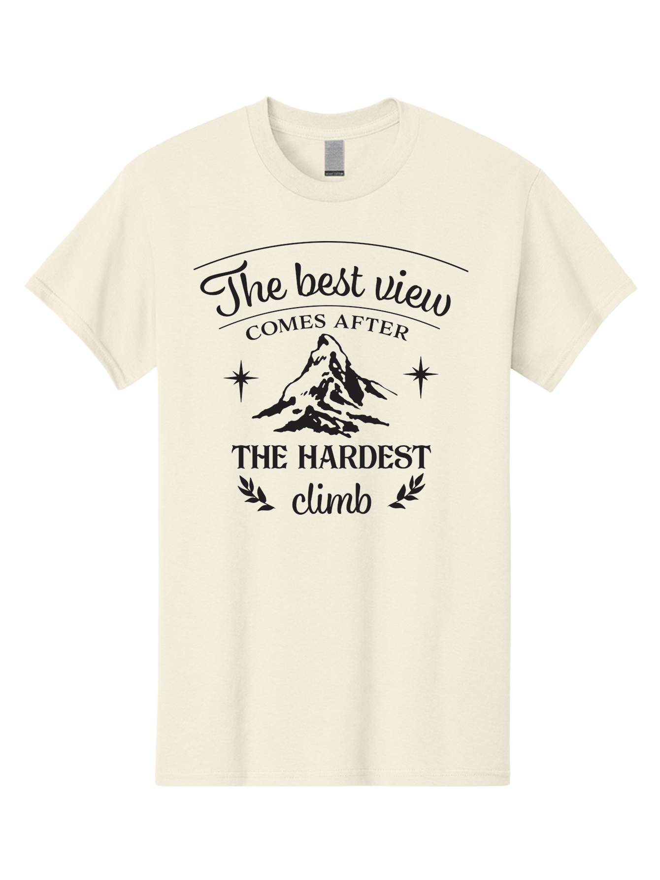 The-Best-View-Comes-After-The-Hardest-Climb Men'S Graphic Tee, 100% Cotton, Comfortable Casual Summer Wear, Machine Washable, Motivational Quote, Inspirational Message, Mountain Climbing, Perseverance, Success, Achievement, Fitness, Wellness Aad230