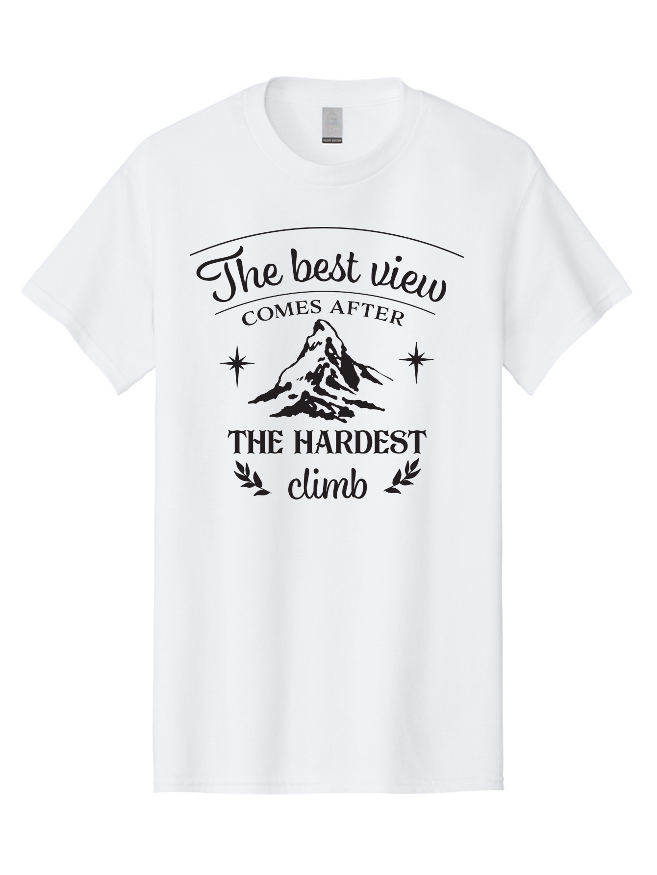 The-Best-View-Comes-After-The-Hardest-Climb Men'S Graphic Tee, 100% Cotton, Comfortable Casual Summer Wear, Machine Washable, Motivational Quote, Inspirational Message, Mountain Climbing, Perseverance, Success, Achievement, Fitness, Wellness Aad230