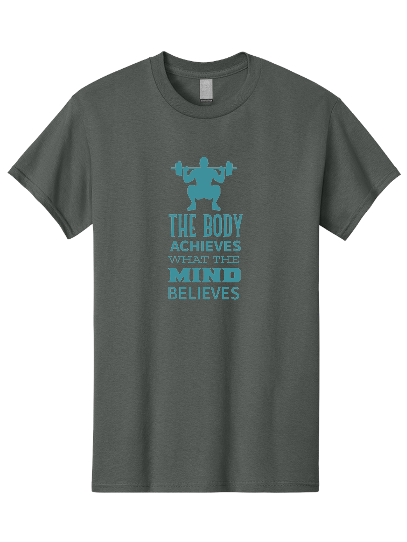The-Body-Achieves-What-The-Mind-Believes Men'S Graphic Tee, 100% Cotton, Comfortable Casual Summer Wear, Machine Washable, Motivational Quote, Weightlifting, Fitness Inspiration, Bodybuilding, Mental Toughness, Workout Motivation, Gym Quotes, Aad231