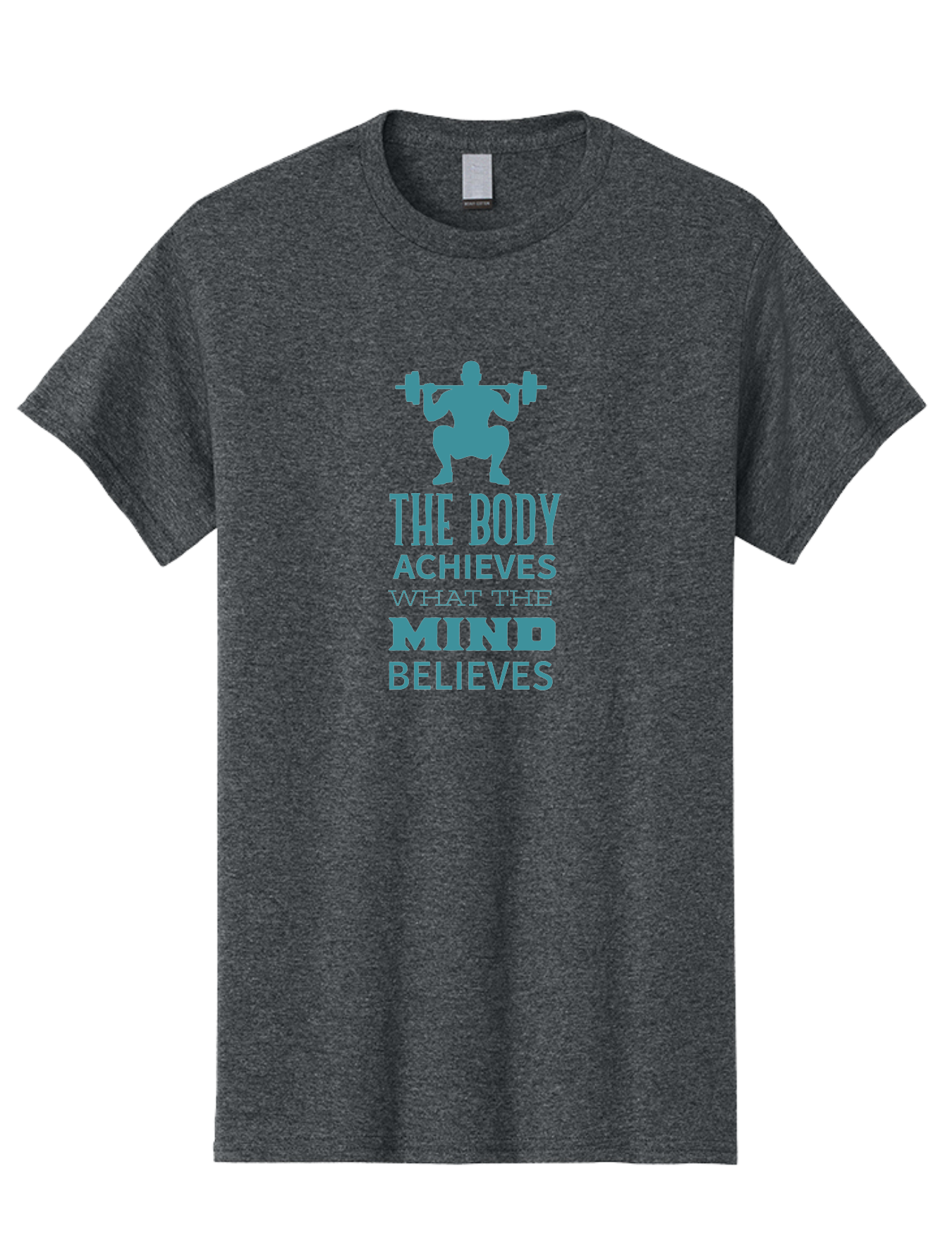 The-Body-Achieves-What-The-Mind-Believes Men'S Graphic Tee, 100% Cotton, Comfortable Casual Summer Wear, Machine Washable, Motivational Quote, Weightlifting, Fitness Inspiration, Bodybuilding, Mental Toughness, Workout Motivation, Gym Quotes, Aad231