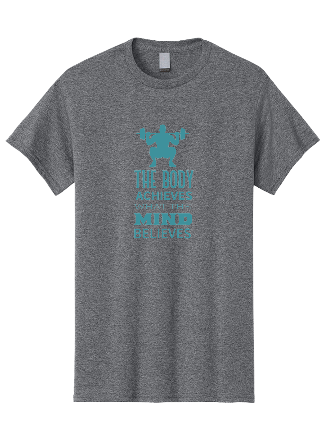 The-Body-Achieves-What-The-Mind-Believes Men'S Graphic Tee, 100% Cotton, Comfortable Casual Summer Wear, Machine Washable, Motivational Quote, Weightlifting, Fitness Inspiration, Bodybuilding, Mental Toughness, Workout Motivation, Gym Quotes, Aad231