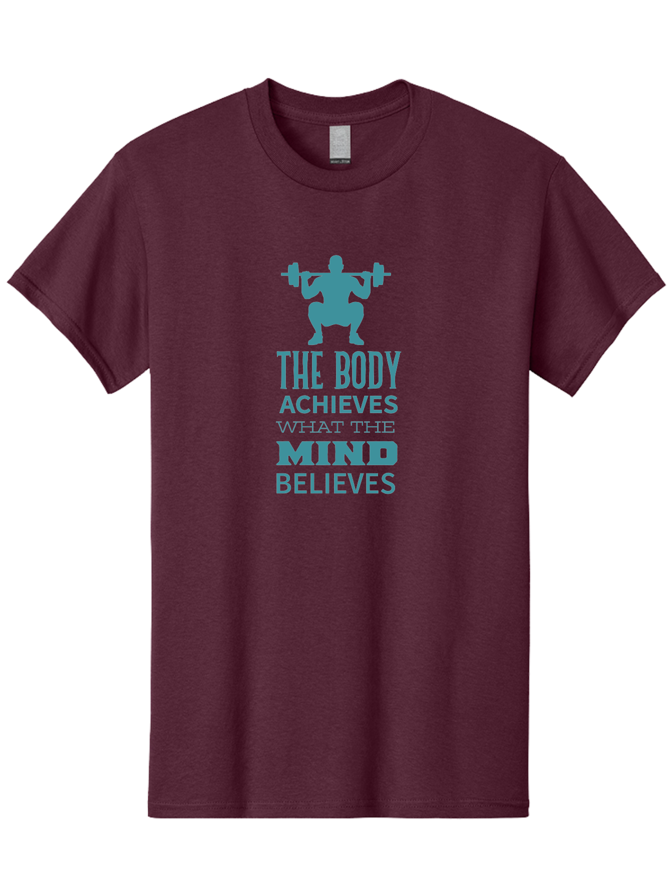 The-Body-Achieves-What-The-Mind-Believes Men'S Graphic Tee, 100% Cotton, Comfortable Casual Summer Wear, Machine Washable, Motivational Quote, Weightlifting, Fitness Inspiration, Bodybuilding, Mental Toughness, Workout Motivation, Gym Quotes, Aad231