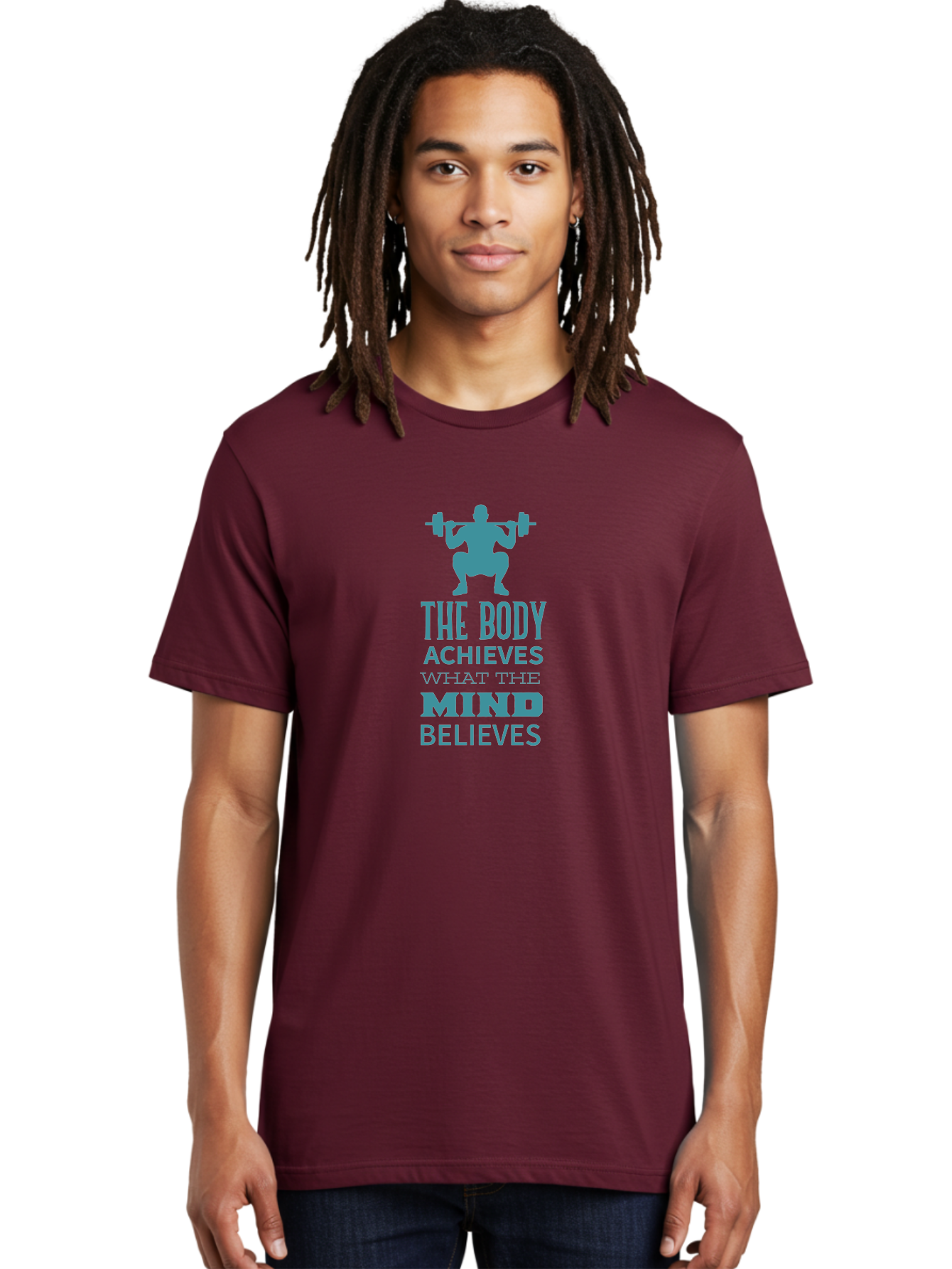 The-Body-Achieves-What-The-Mind-Believes Men'S Graphic Tee, 100% Cotton, Comfortable Casual Summer Wear, Machine Washable, Motivational Quote, Weightlifting, Fitness Inspiration, Bodybuilding, Mental Toughness, Workout Motivation, Gym Quotes, Aad231