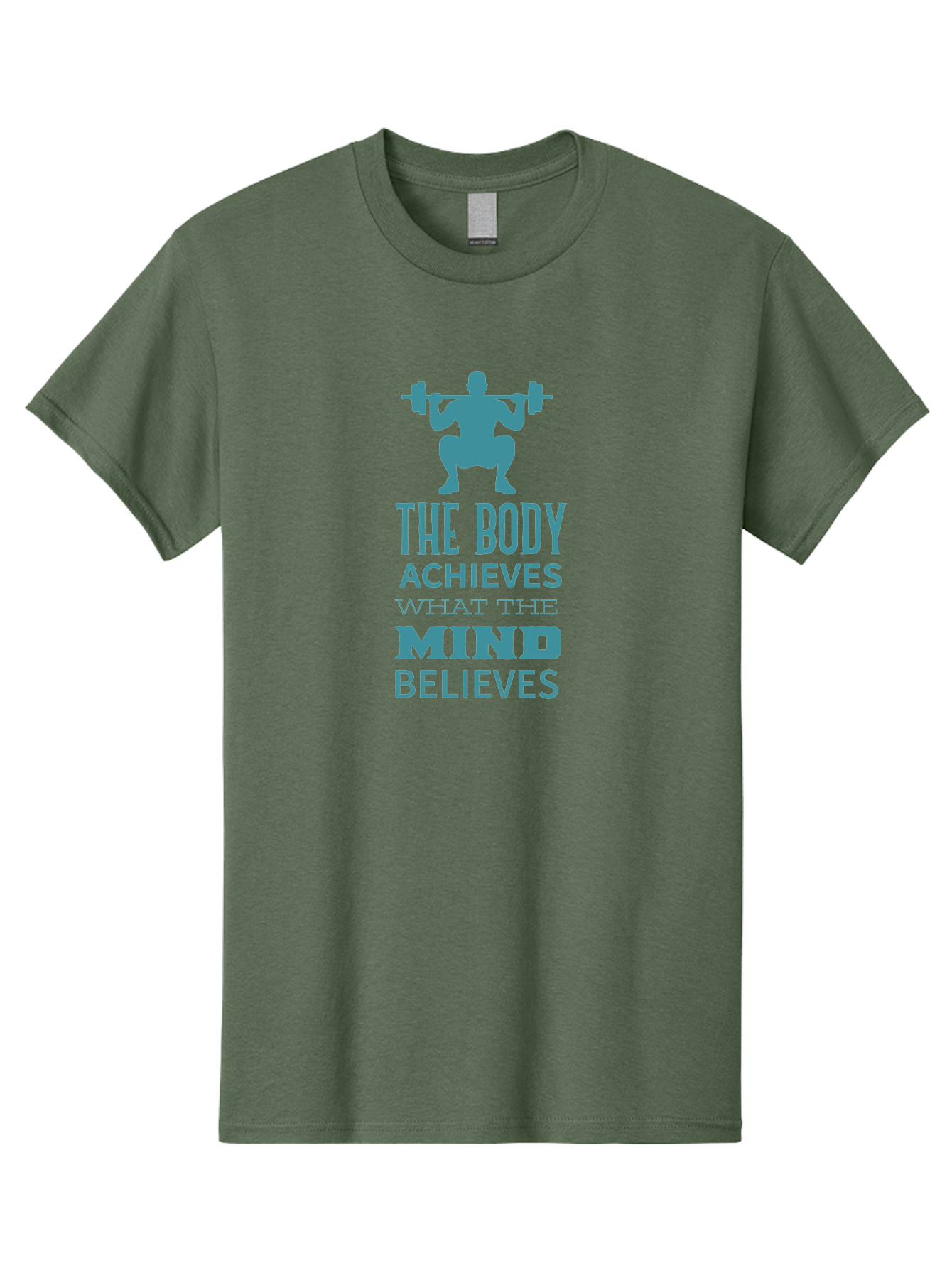 The-Body-Achieves-What-The-Mind-Believes Men'S Graphic Tee, 100% Cotton, Comfortable Casual Summer Wear, Machine Washable, Motivational Quote, Weightlifting, Fitness Inspiration, Bodybuilding, Mental Toughness, Workout Motivation, Gym Quotes, Aad231