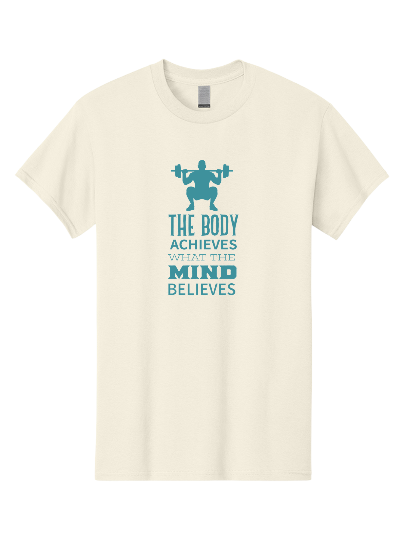 The-Body-Achieves-What-The-Mind-Believes Men'S Graphic Tee, 100% Cotton, Comfortable Casual Summer Wear, Machine Washable, Motivational Quote, Weightlifting, Fitness Inspiration, Bodybuilding, Mental Toughness, Workout Motivation, Gym Quotes, Aad231