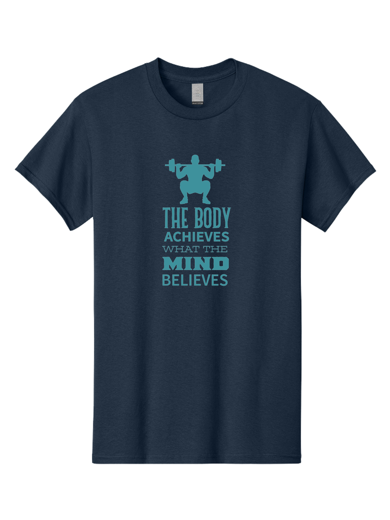 The-Body-Achieves-What-The-Mind-Believes Men'S Graphic Tee, 100% Cotton, Comfortable Casual Summer Wear, Machine Washable, Motivational Quote, Weightlifting, Fitness Inspiration, Bodybuilding, Mental Toughness, Workout Motivation, Gym Quotes, Aad231