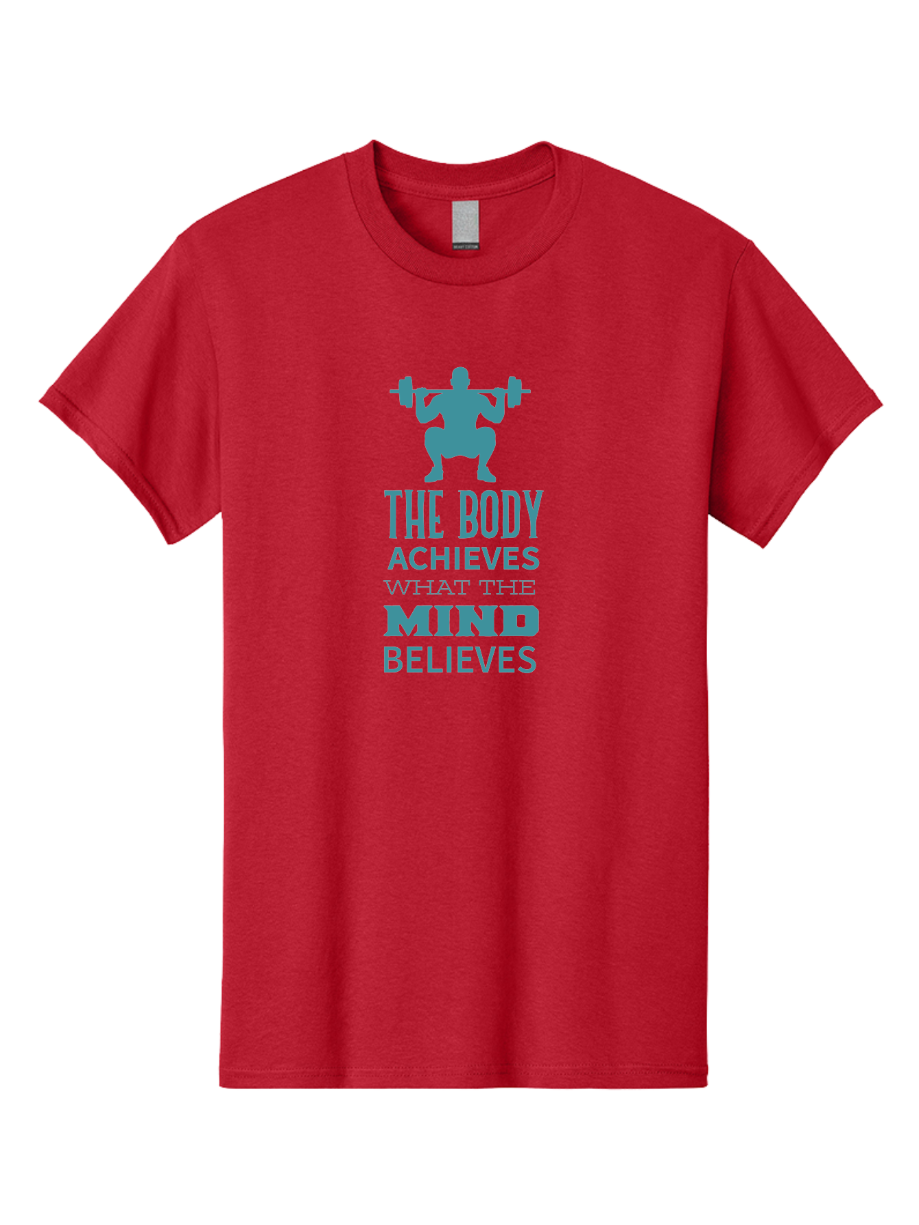 The-Body-Achieves-What-The-Mind-Believes Men'S Graphic Tee, 100% Cotton, Comfortable Casual Summer Wear, Machine Washable, Motivational Quote, Weightlifting, Fitness Inspiration, Bodybuilding, Mental Toughness, Workout Motivation, Gym Quotes, Aad231