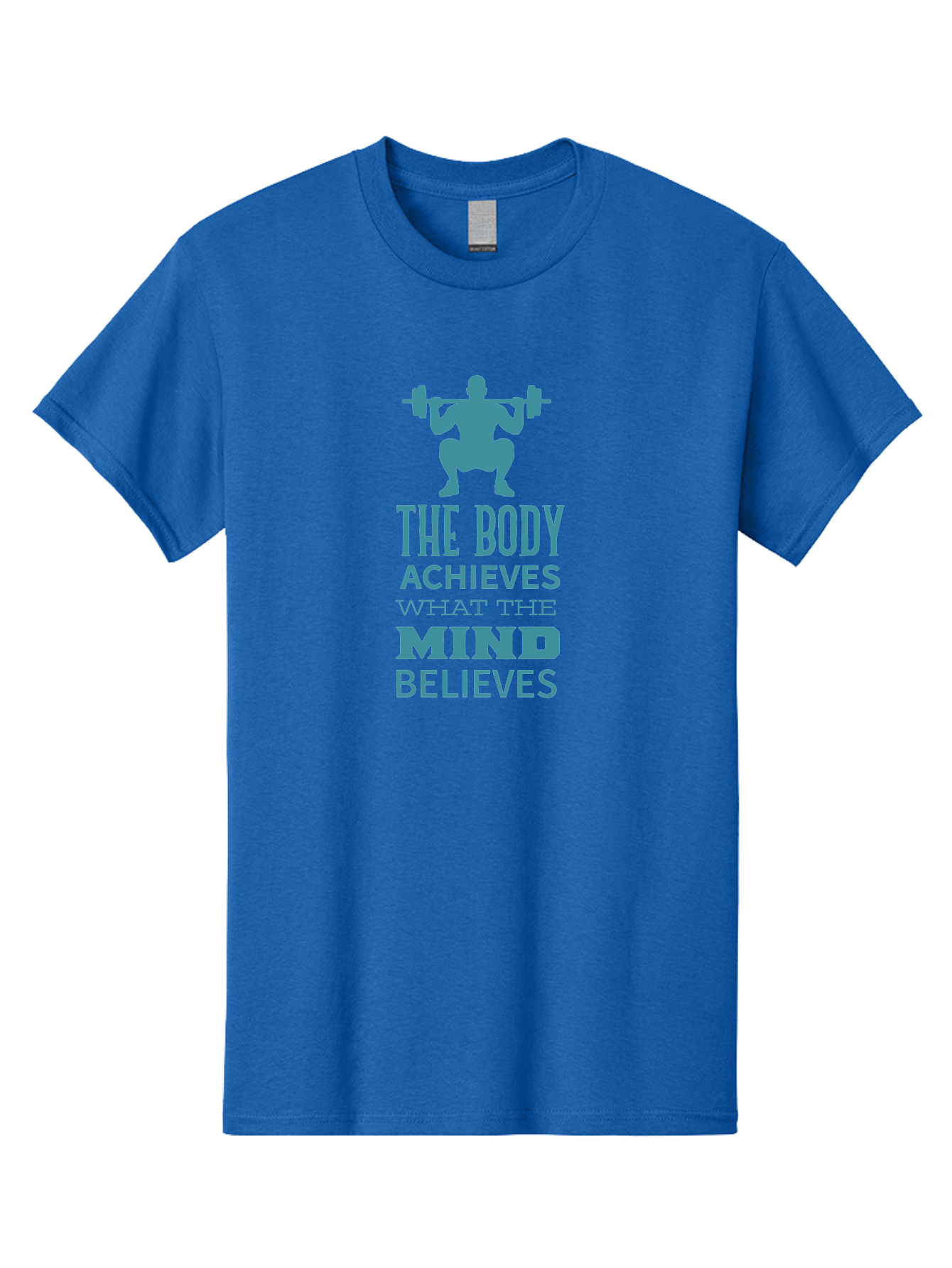 The-Body-Achieves-What-The-Mind-Believes Men'S Graphic Tee, 100% Cotton, Comfortable Casual Summer Wear, Machine Washable, Motivational Quote, Weightlifting, Fitness Inspiration, Bodybuilding, Mental Toughness, Workout Motivation, Gym Quotes, Aad231