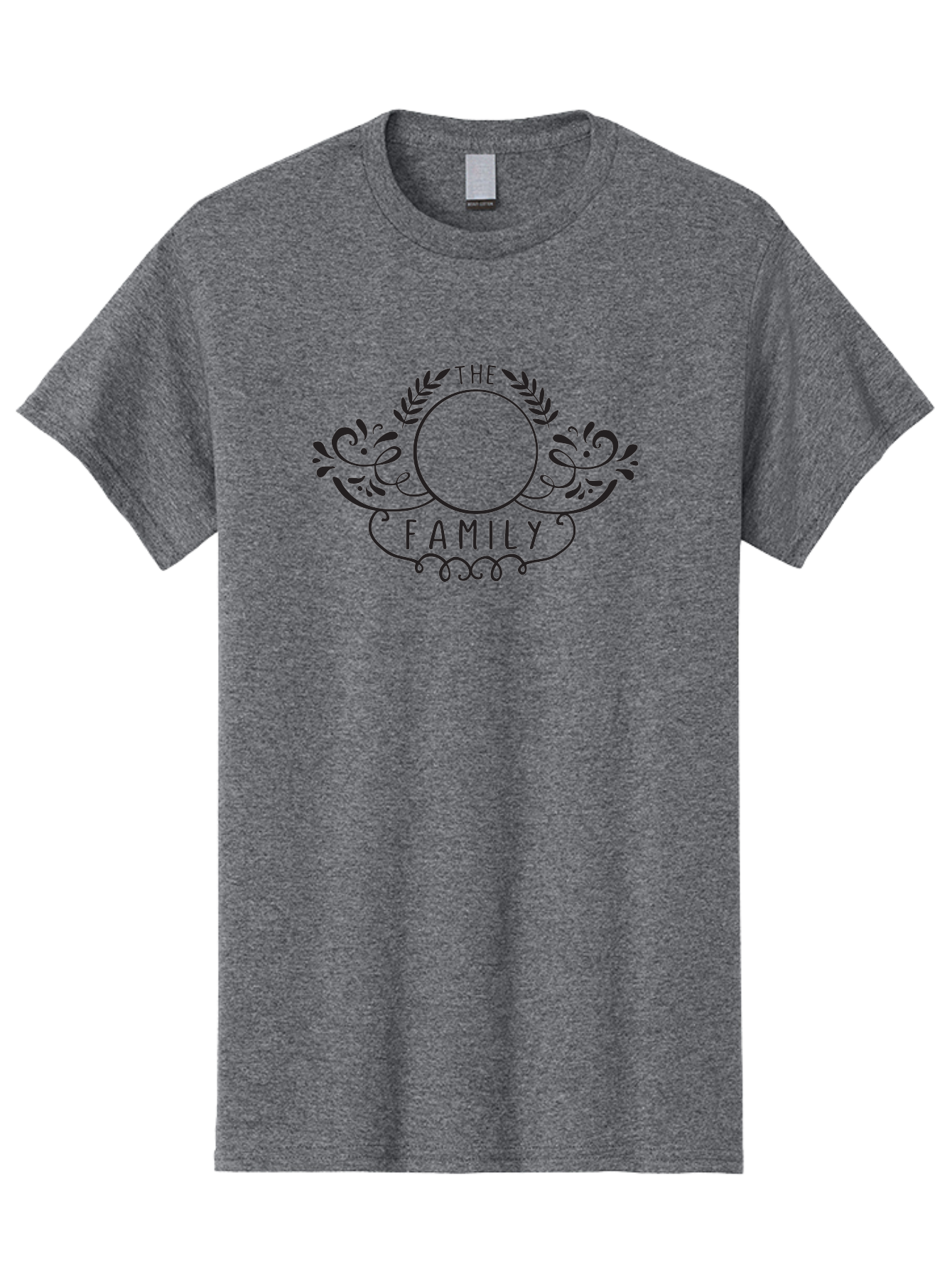 The-Family-1 Men'S Graphic Tee, 100% Cotton, Comfortable Casual Summer Wear, Machine Washable, Family Emblem, Ornate Design, Floral Patterns, Decorative Typography, Vintage Style, Personalized Crest, Custom Monogram, Floral Wreath, Aad232