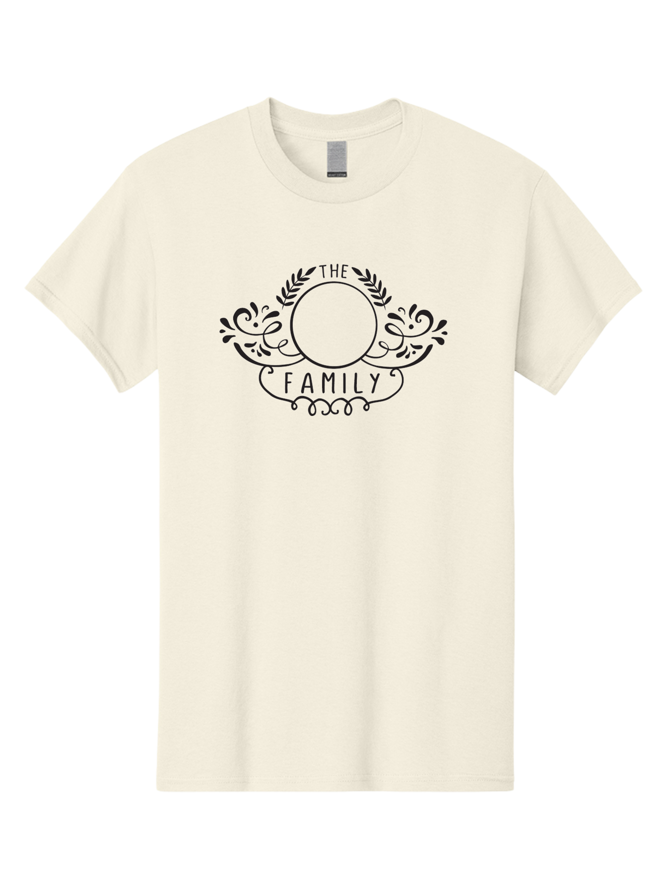 The-Family-1 Men'S Graphic Tee, 100% Cotton, Comfortable Casual Summer Wear, Machine Washable, Family Emblem, Ornate Design, Floral Patterns, Decorative Typography, Vintage Style, Personalized Crest, Custom Monogram, Floral Wreath, Aad232