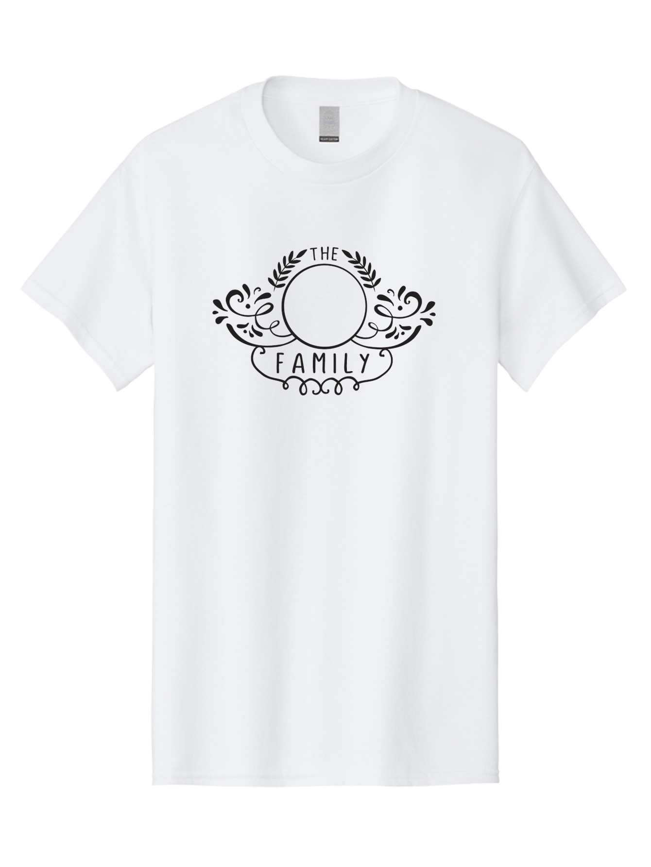 The-Family-1 Men'S Graphic Tee, 100% Cotton, Comfortable Casual Summer Wear, Machine Washable, Family Emblem, Ornate Design, Floral Patterns, Decorative Typography, Vintage Style, Personalized Crest, Custom Monogram, Floral Wreath, Aad232