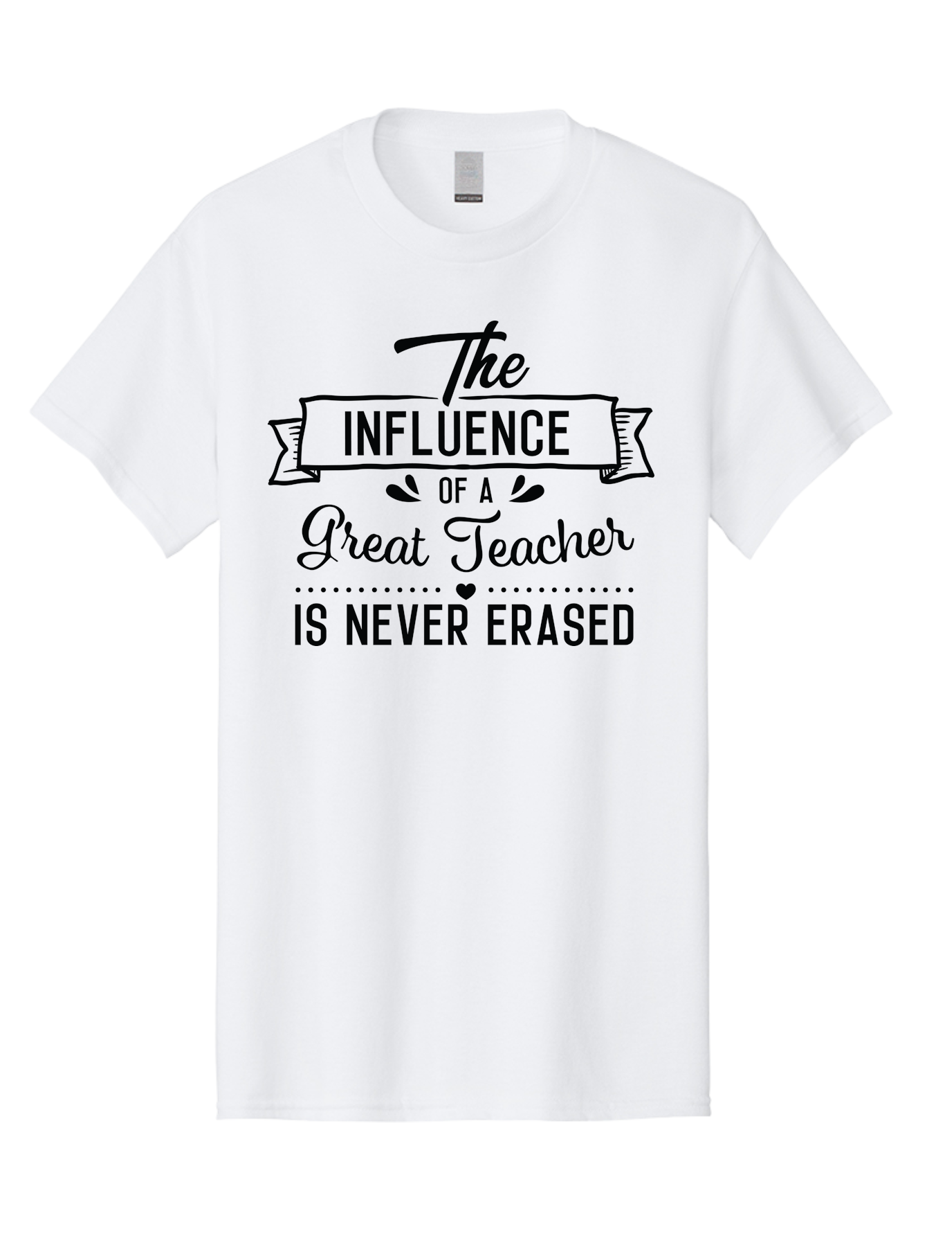 The-Influence-Of-A-Great-Teacher Men'S Graphic Tee, 100% Cotton, Comfortable Casual Summer Wear, Machine Washable, Inspirational Quote, Teacher Appreciation, Educational Motivation, Teaching Influence, Great Teacher, Motivational Phrase, Aad235