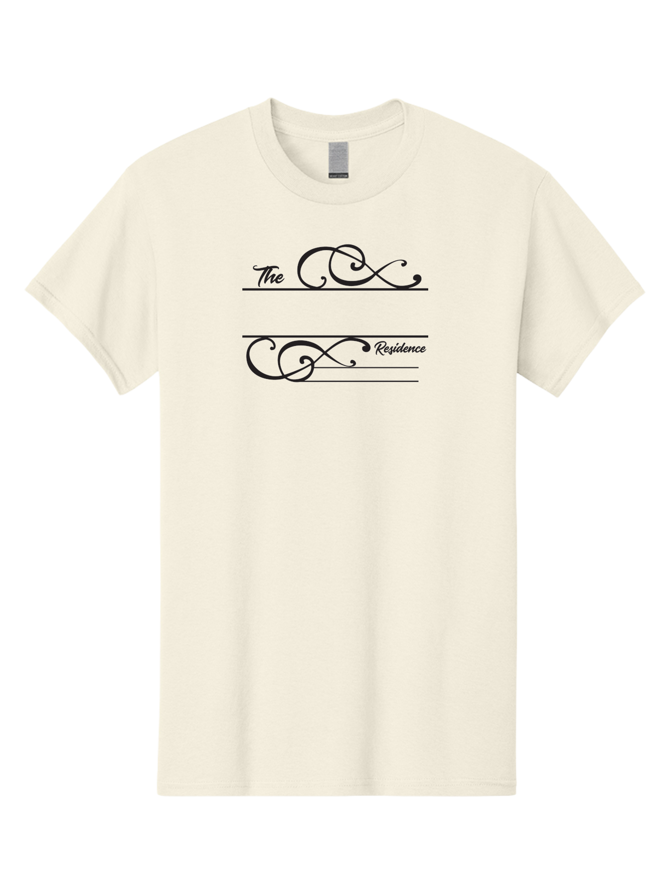 The-Residence Men'S Graphic Tee, 100% Cotton, Comfortable Casual Summer Wear, Machine Washable, The Residence, Elegant Typography, Luxury Living, High-End Design, Sophisticated Style, Ornate Flourish, Classic Lettering, Premium Branding Aad237