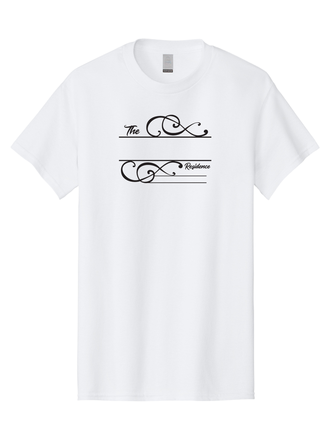The-Residence Men'S Graphic Tee, 100% Cotton, Comfortable Casual Summer Wear, Machine Washable, The Residence, Elegant Typography, Luxury Living, High-End Design, Sophisticated Style, Ornate Flourish, Classic Lettering, Premium Branding Aad237