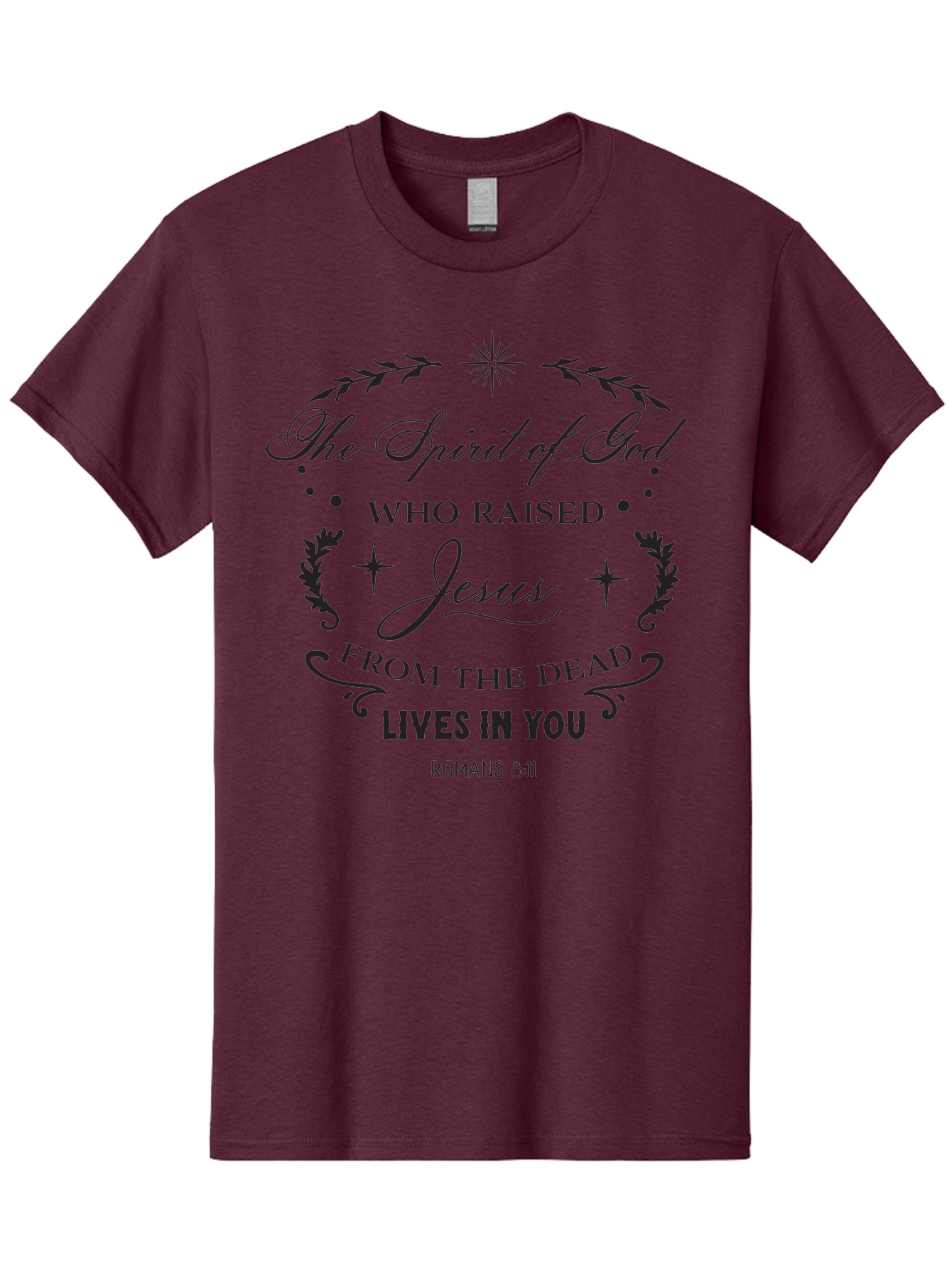 The-Spirit-Of-God-Who-Raised-Jesus Men'S Graphic Tee, 100% Cotton, Comfortable Casual Summer Wear, Machine Washable, Christian Inspirational Quote, Romans 8:11, Jesus Christ Resurrection, Spiritual Guidance, Faith-Based Message, Aad238