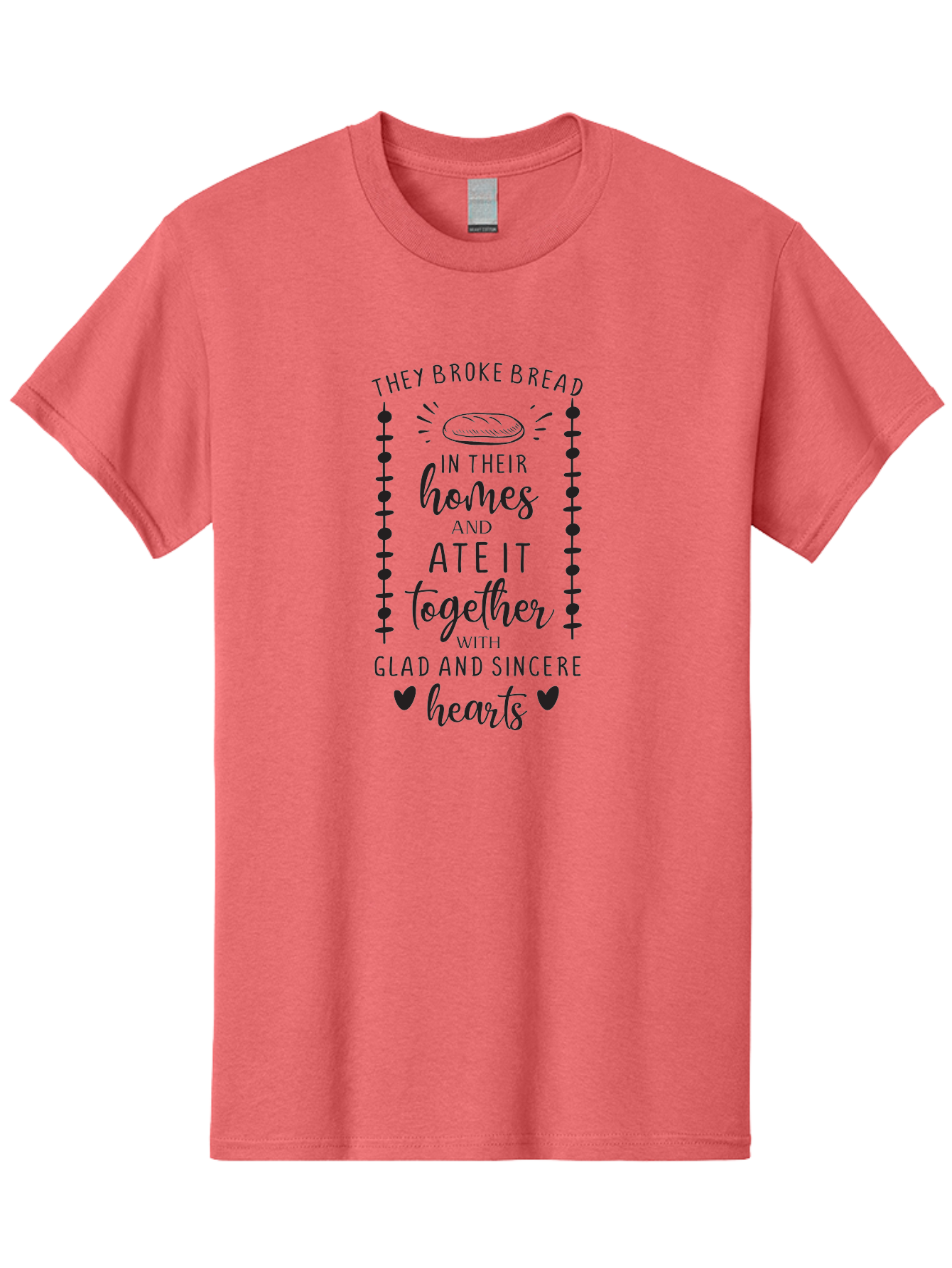They-Broke-Bread Men'S Graphic Tee, 100% Cotton, Comfortable Casual Summer Wear, Machine Washable, Breaking Bread, Sharing Meals, Togetherness, Glad Hearts, Sincere Love, Community Bonding, Scripture Illustration, Faith-Based Art, Aad242