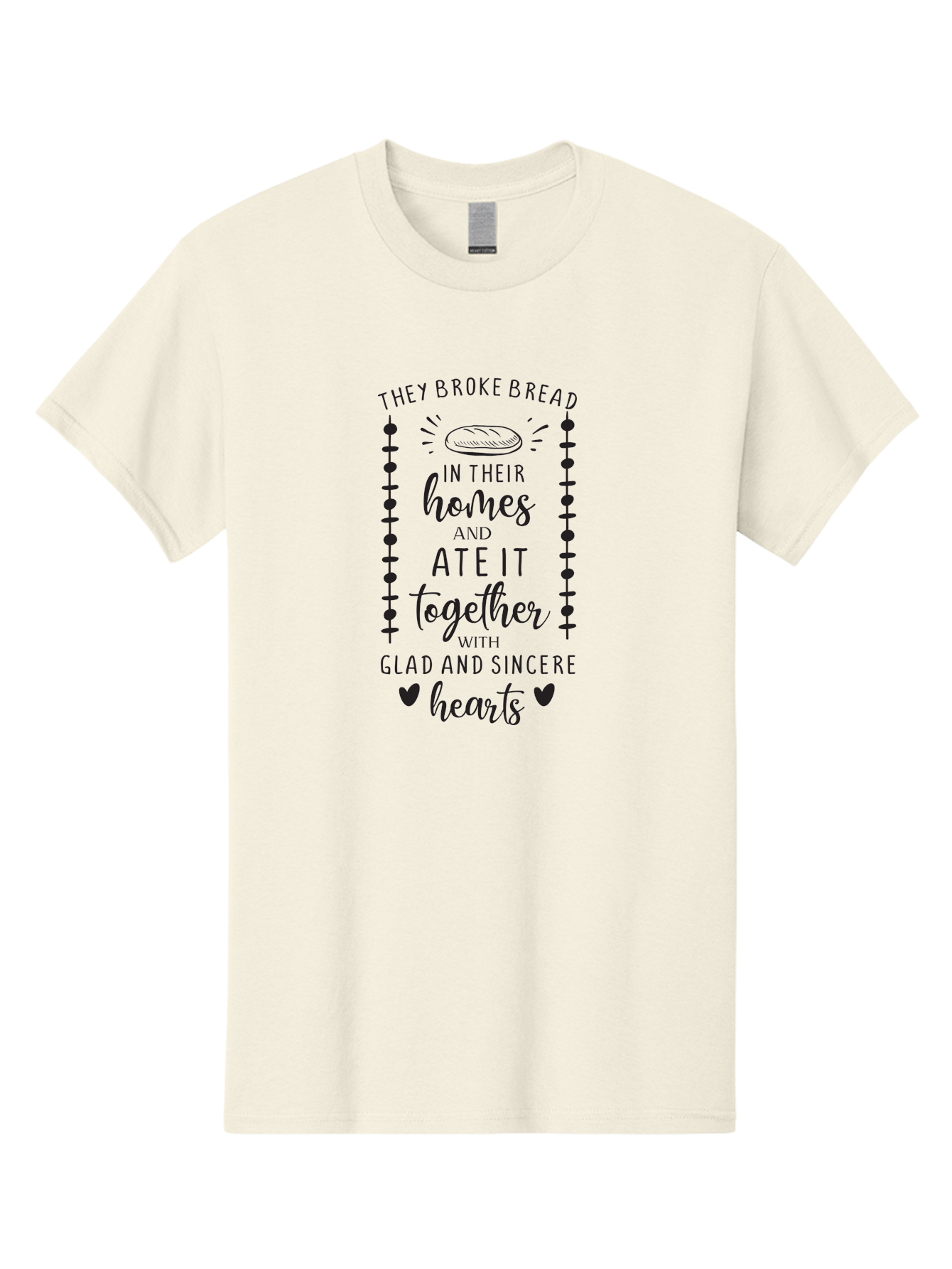 They-Broke-Bread Men'S Graphic Tee, 100% Cotton, Comfortable Casual Summer Wear, Machine Washable, Breaking Bread, Sharing Meals, Togetherness, Glad Hearts, Sincere Love, Community Bonding, Scripture Illustration, Faith-Based Art, Aad242
