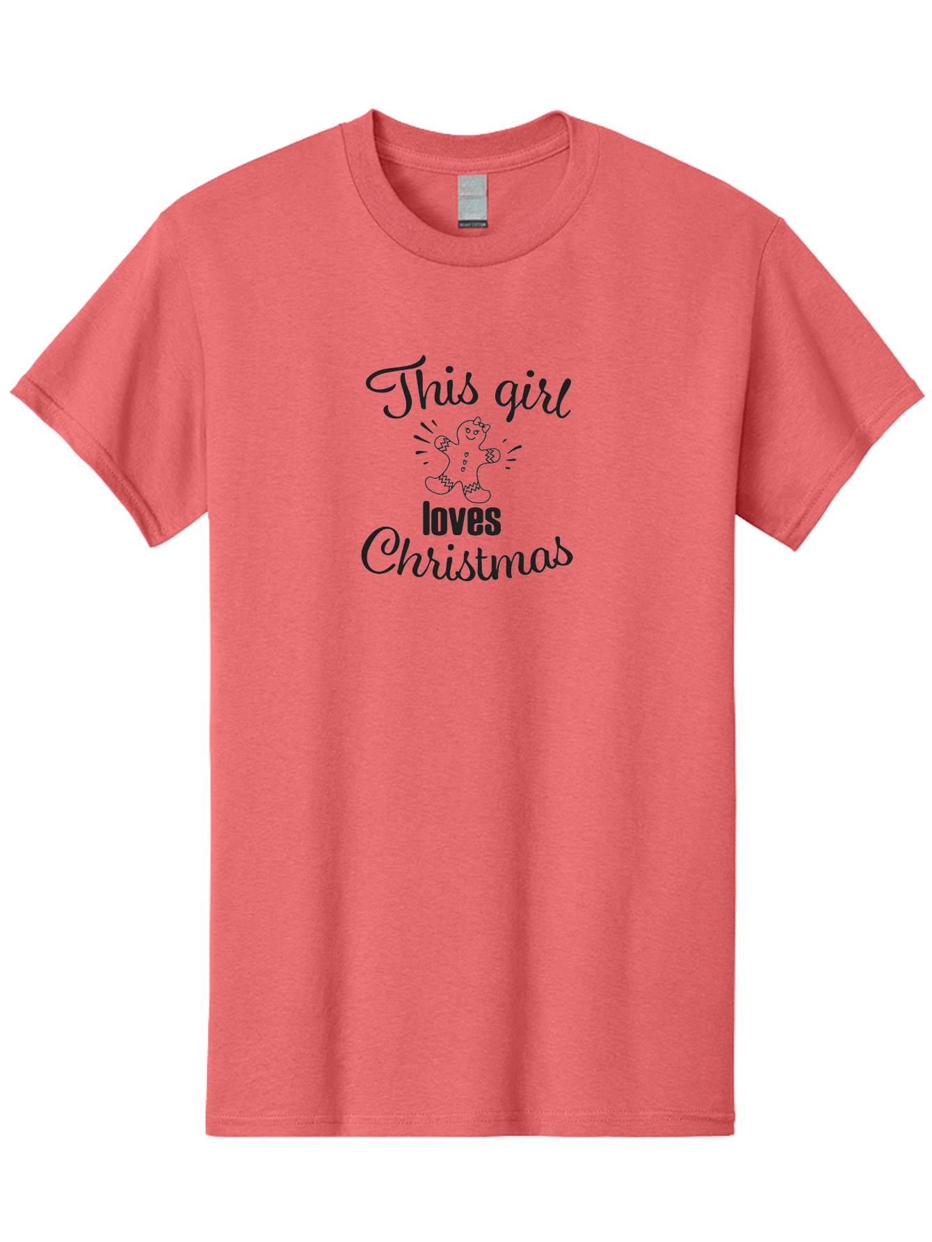 This-Girl-Loves-Christmas Men'S Graphic Tee, 100% Cotton, Comfortable Casual Summer Wear, Machine Washable, Gingerbread Man, Christmas Love, Festive Design, Holiday Cheer, Winter Wonderland, Sweet Treats, Joyful Girl Aad243