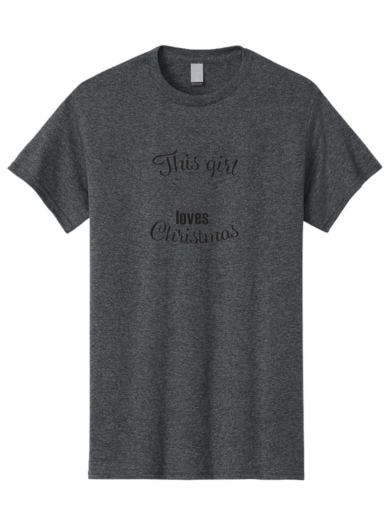 This-Girl-Loves-Christmas Men'S Graphic Tee, 100% Cotton, Comfortable Casual Summer Wear, Machine Washable, Gingerbread Man, Christmas Love, Festive Design, Holiday Cheer, Winter Wonderland, Sweet Treats, Joyful Girl Aad243