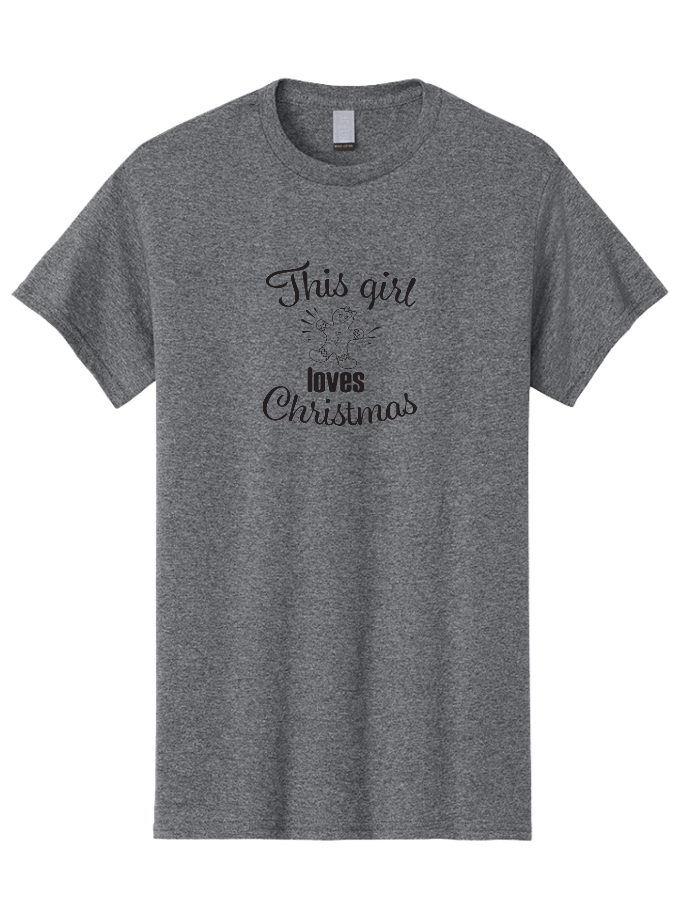 This-Girl-Loves-Christmas Men'S Graphic Tee, 100% Cotton, Comfortable Casual Summer Wear, Machine Washable, Gingerbread Man, Christmas Love, Festive Design, Holiday Cheer, Winter Wonderland, Sweet Treats, Joyful Girl Aad243