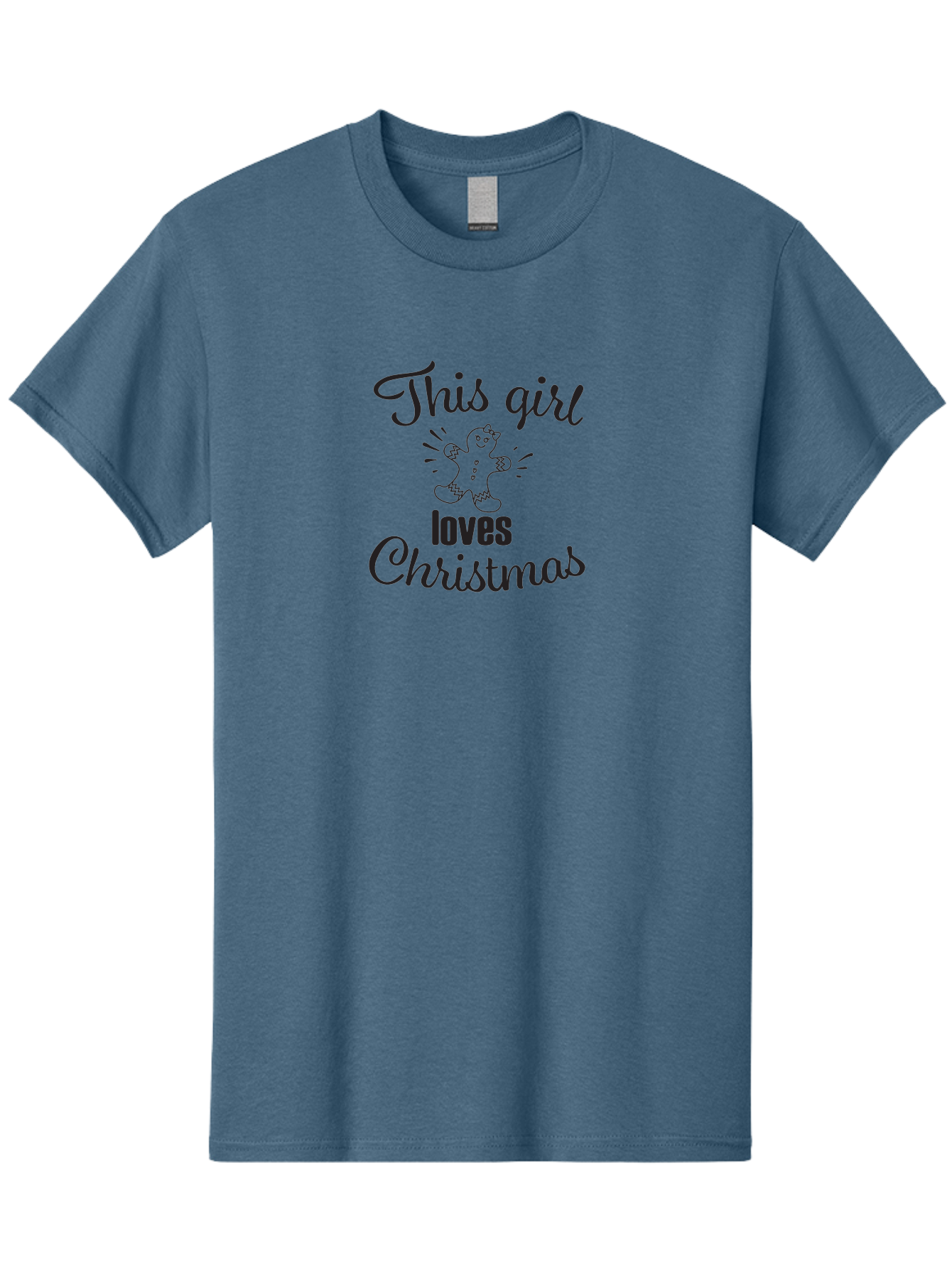 This-Girl-Loves-Christmas Men'S Graphic Tee, 100% Cotton, Comfortable Casual Summer Wear, Machine Washable, Gingerbread Man, Christmas Love, Festive Design, Holiday Cheer, Winter Wonderland, Sweet Treats, Joyful Girl Aad243