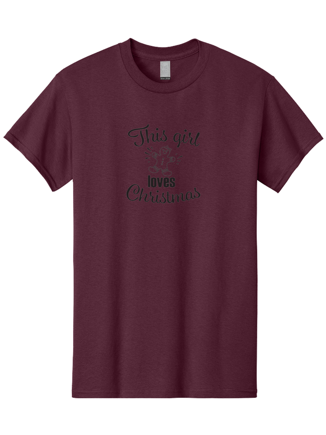 This-Girl-Loves-Christmas Men'S Graphic Tee, 100% Cotton, Comfortable Casual Summer Wear, Machine Washable, Gingerbread Man, Christmas Love, Festive Design, Holiday Cheer, Winter Wonderland, Sweet Treats, Joyful Girl Aad243