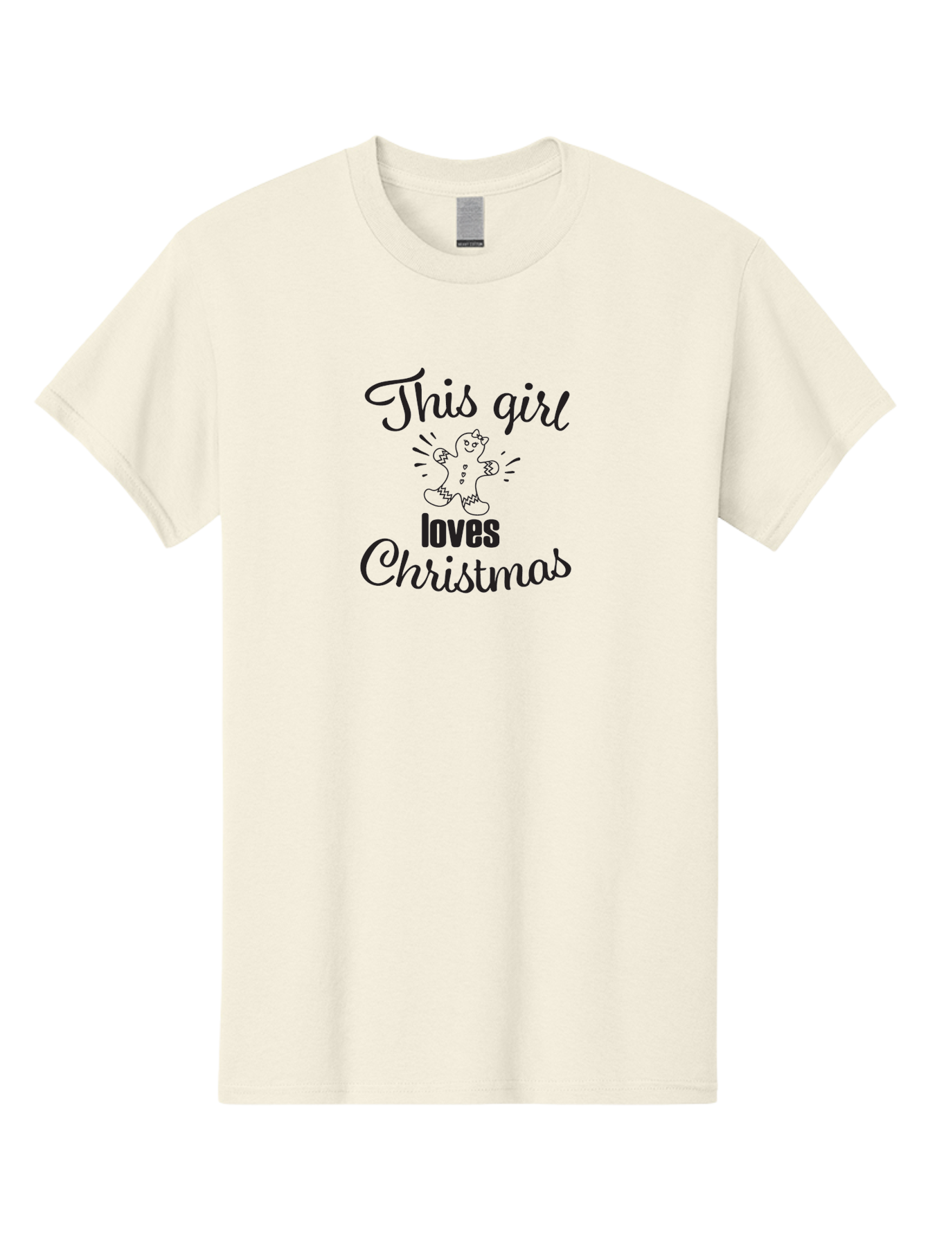 This-Girl-Loves-Christmas Men'S Graphic Tee, 100% Cotton, Comfortable Casual Summer Wear, Machine Washable, Gingerbread Man, Christmas Love, Festive Design, Holiday Cheer, Winter Wonderland, Sweet Treats, Joyful Girl Aad243