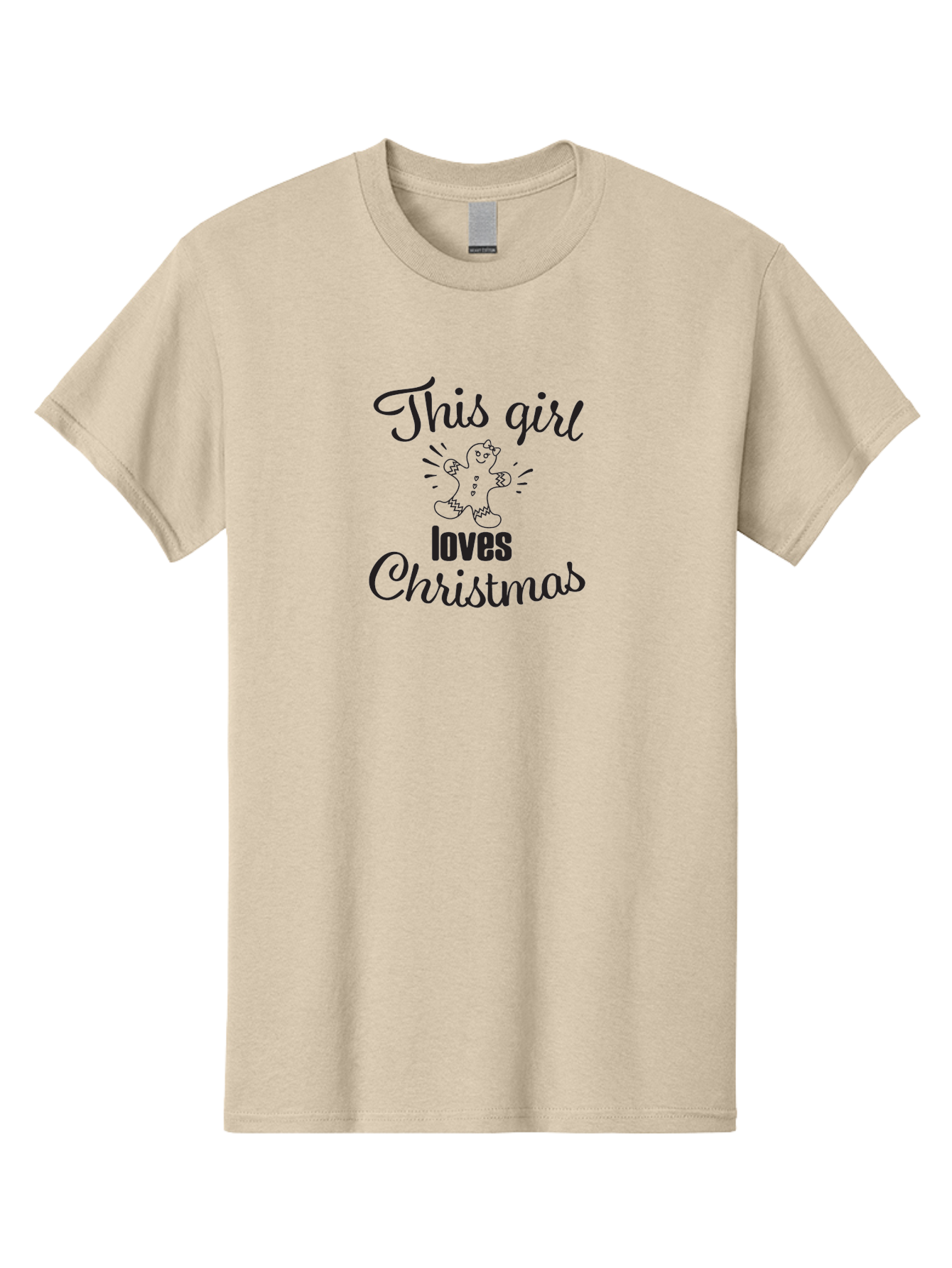 This-Girl-Loves-Christmas Men'S Graphic Tee, 100% Cotton, Comfortable Casual Summer Wear, Machine Washable, Gingerbread Man, Christmas Love, Festive Design, Holiday Cheer, Winter Wonderland, Sweet Treats, Joyful Girl Aad243