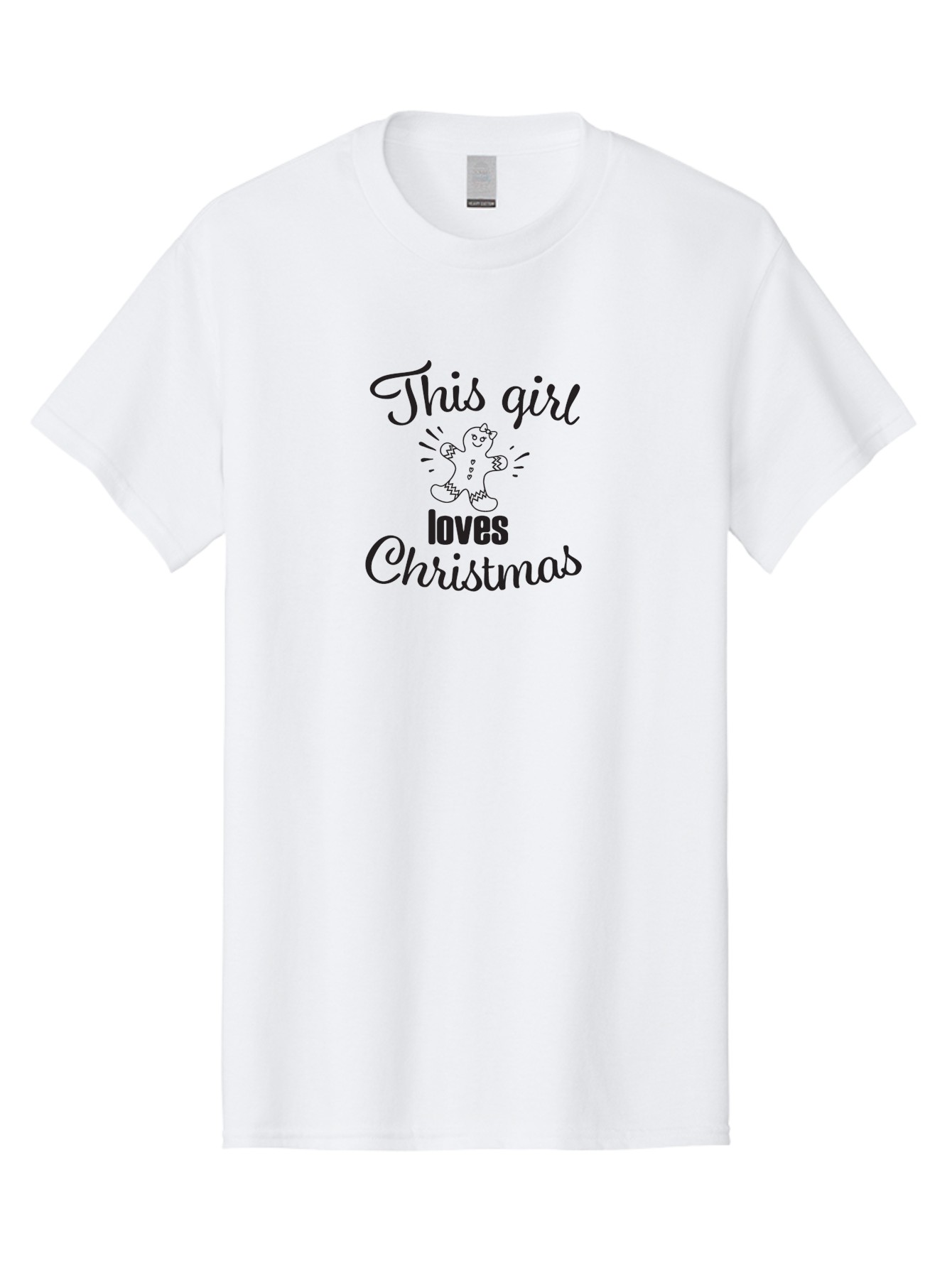 This-Girl-Loves-Christmas Men'S Graphic Tee, 100% Cotton, Comfortable Casual Summer Wear, Machine Washable, Gingerbread Man, Christmas Love, Festive Design, Holiday Cheer, Winter Wonderland, Sweet Treats, Joyful Girl Aad243