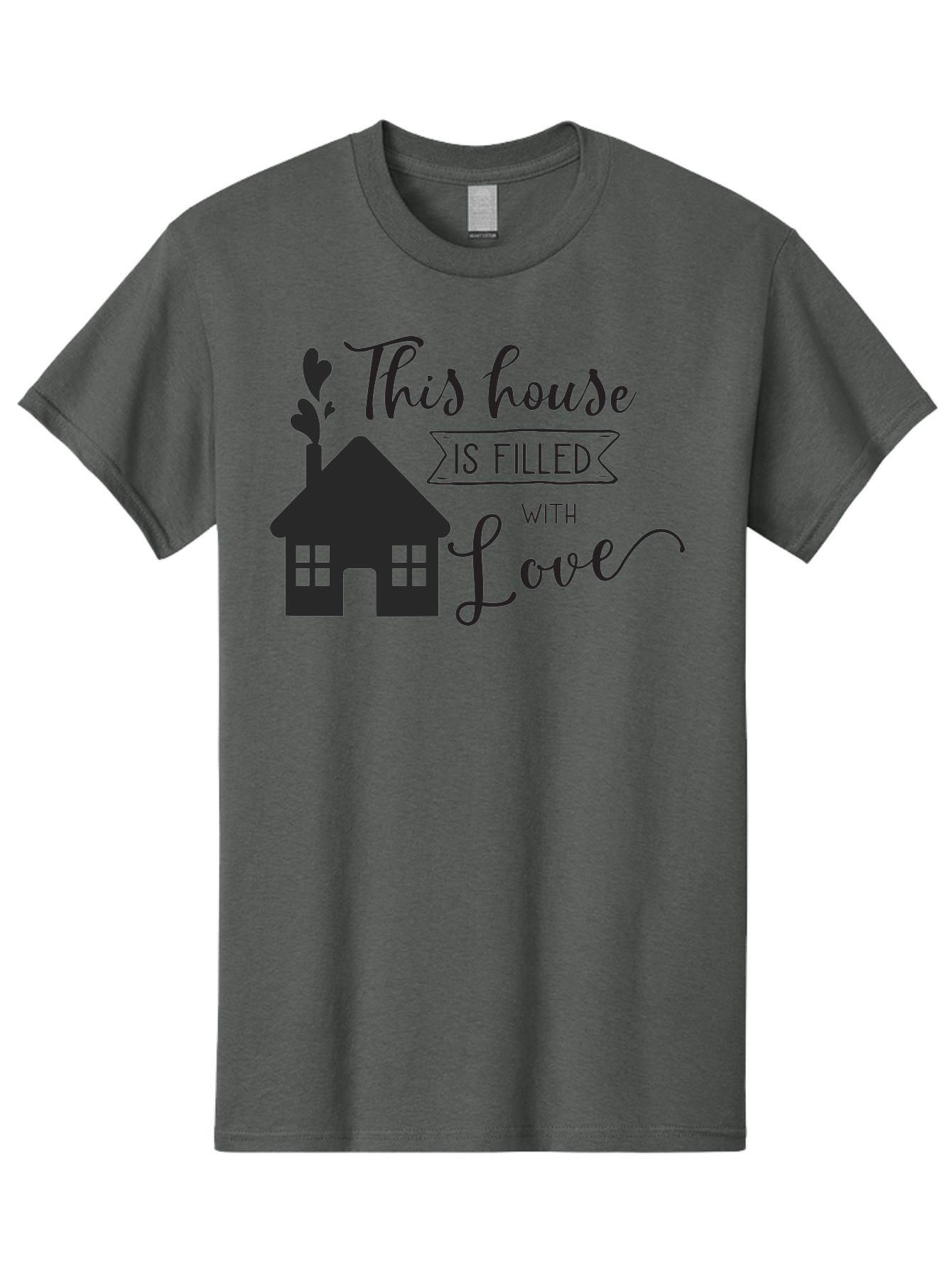 This-House-Is-Filled-With-Love Men'S Graphic Tee, 100% Cotton, Comfortable Casual Summer Wear, Machine Washable, Love-Filled Home, Family Values, Home Sweet Home, Heartwarming Quotes, Cozy Atmosphere, Loving Sentiment, Home Decor Inspiration Aad245