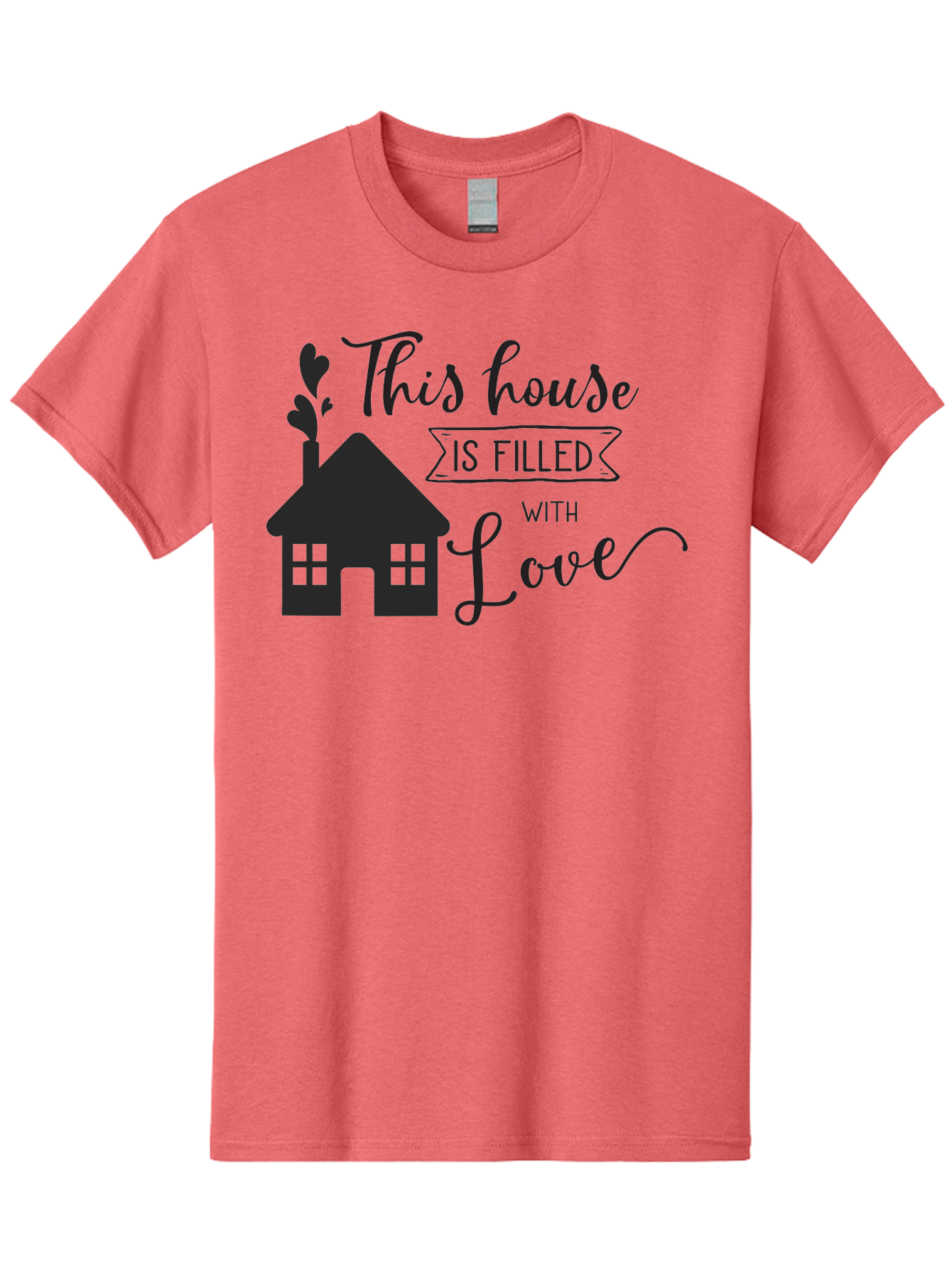This-House-Is-Filled-With-Love Men'S Graphic Tee, 100% Cotton, Comfortable Casual Summer Wear, Machine Washable, Love-Filled Home, Family Values, Home Sweet Home, Heartwarming Quotes, Cozy Atmosphere, Loving Sentiment, Home Decor Inspiration Aad245