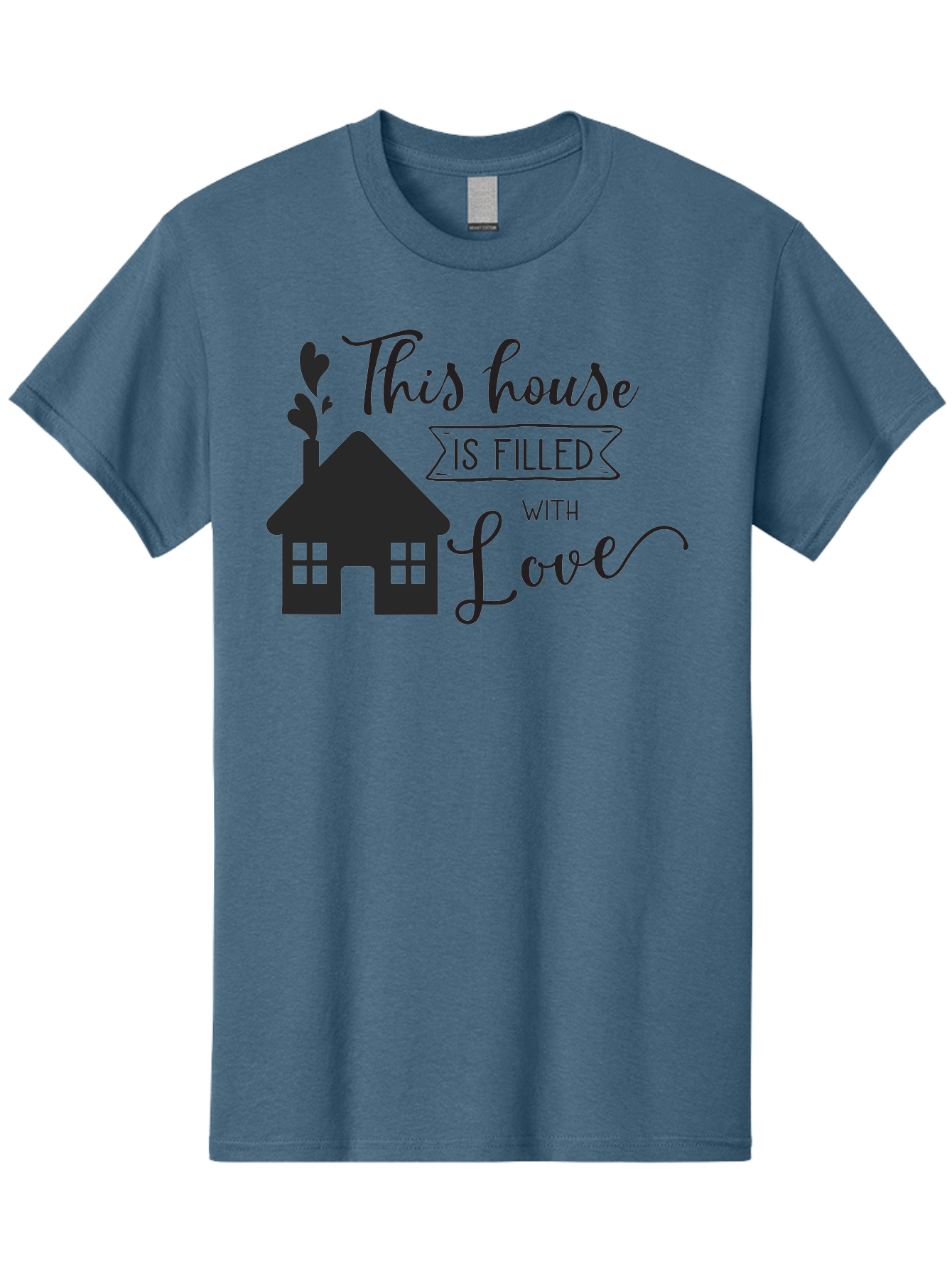 This-House-Is-Filled-With-Love Men'S Graphic Tee, 100% Cotton, Comfortable Casual Summer Wear, Machine Washable, Love-Filled Home, Family Values, Home Sweet Home, Heartwarming Quotes, Cozy Atmosphere, Loving Sentiment, Home Decor Inspiration Aad245