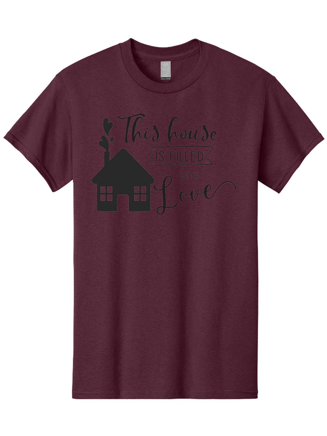 This-House-Is-Filled-With-Love Men'S Graphic Tee, 100% Cotton, Comfortable Casual Summer Wear, Machine Washable, Love-Filled Home, Family Values, Home Sweet Home, Heartwarming Quotes, Cozy Atmosphere, Loving Sentiment, Home Decor Inspiration Aad245