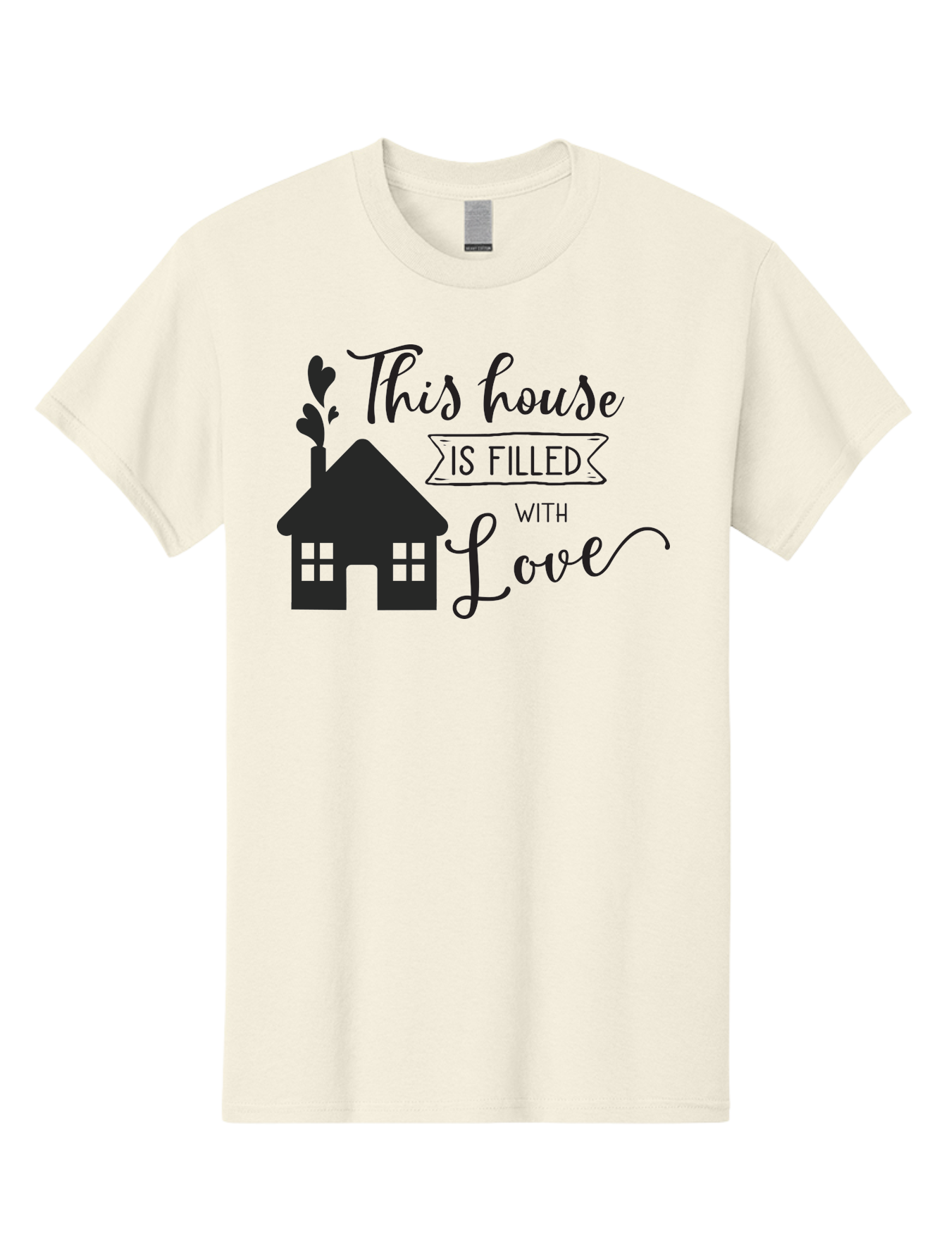 This-House-Is-Filled-With-Love Men'S Graphic Tee, 100% Cotton, Comfortable Casual Summer Wear, Machine Washable, Love-Filled Home, Family Values, Home Sweet Home, Heartwarming Quotes, Cozy Atmosphere, Loving Sentiment, Home Decor Inspiration Aad245