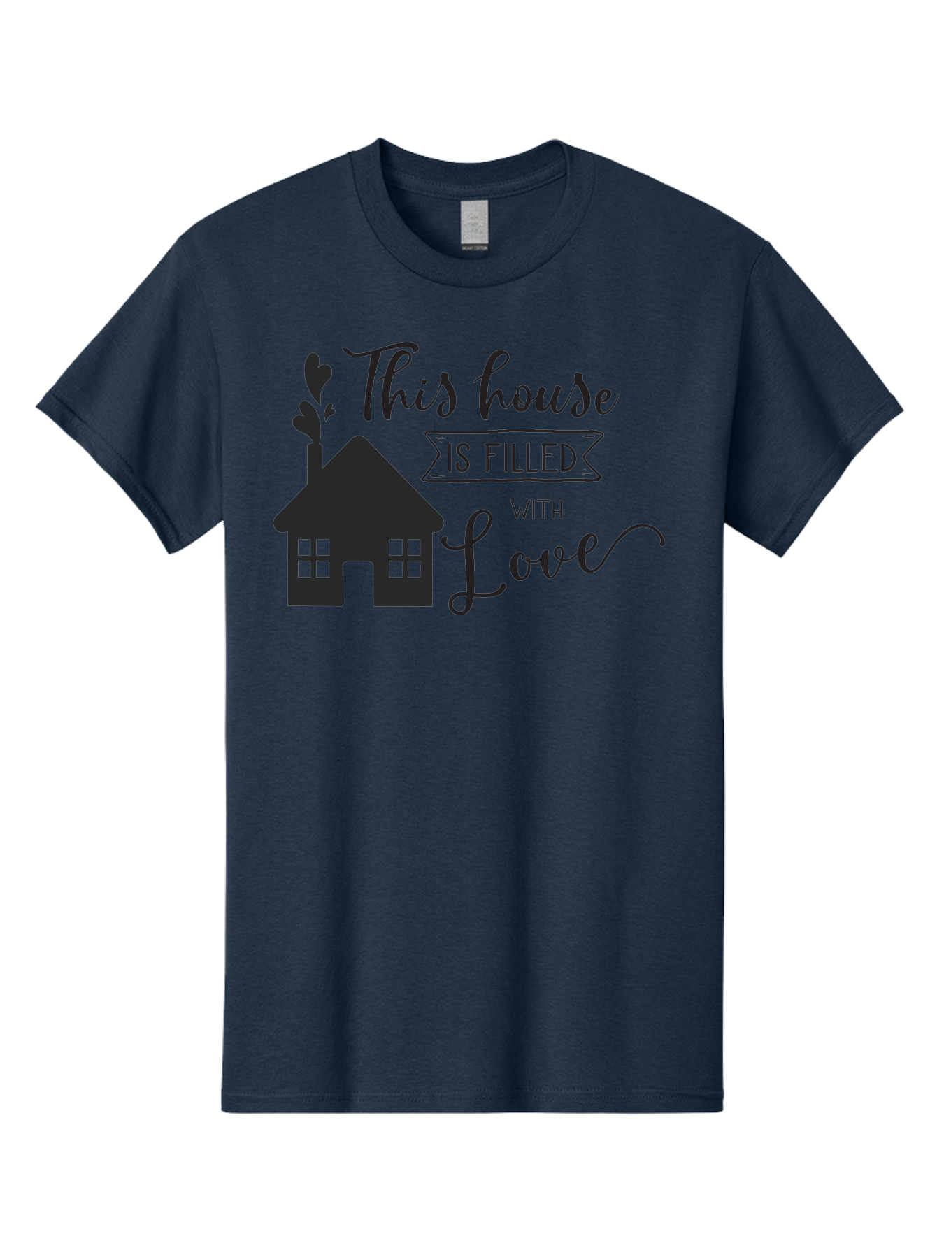 This-House-Is-Filled-With-Love Men'S Graphic Tee, 100% Cotton, Comfortable Casual Summer Wear, Machine Washable, Love-Filled Home, Family Values, Home Sweet Home, Heartwarming Quotes, Cozy Atmosphere, Loving Sentiment, Home Decor Inspiration Aad245