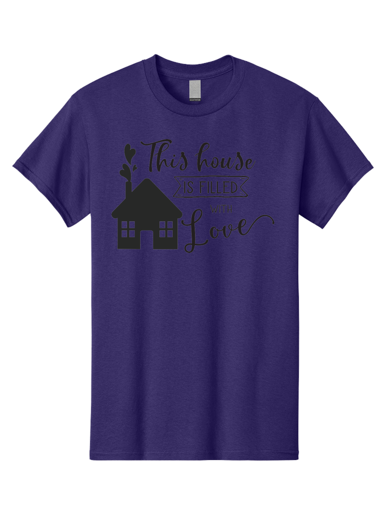 This-House-Is-Filled-With-Love Men'S Graphic Tee, 100% Cotton, Comfortable Casual Summer Wear, Machine Washable, Love-Filled Home, Family Values, Home Sweet Home, Heartwarming Quotes, Cozy Atmosphere, Loving Sentiment, Home Decor Inspiration Aad245