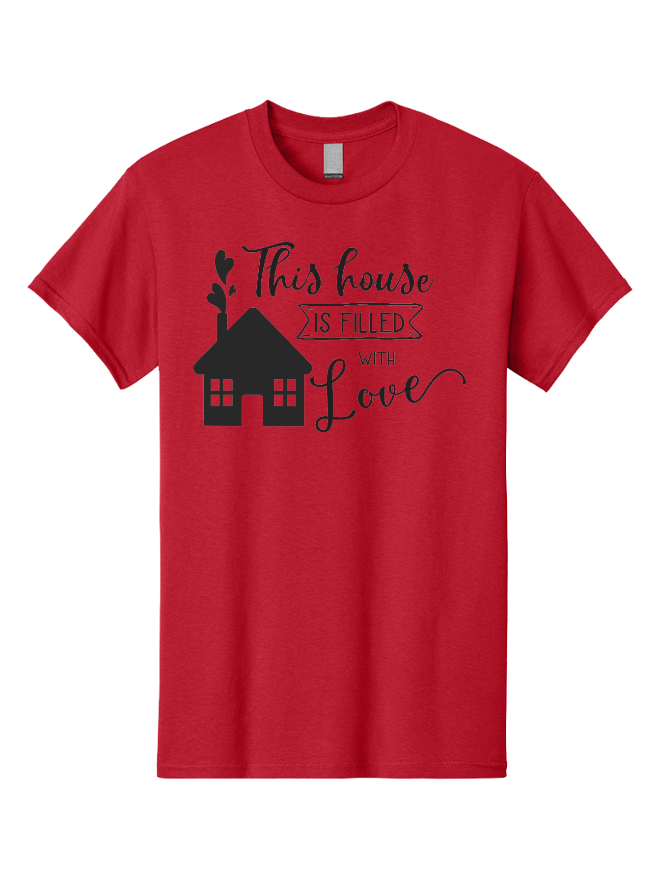 This-House-Is-Filled-With-Love Men'S Graphic Tee, 100% Cotton, Comfortable Casual Summer Wear, Machine Washable, Love-Filled Home, Family Values, Home Sweet Home, Heartwarming Quotes, Cozy Atmosphere, Loving Sentiment, Home Decor Inspiration Aad245