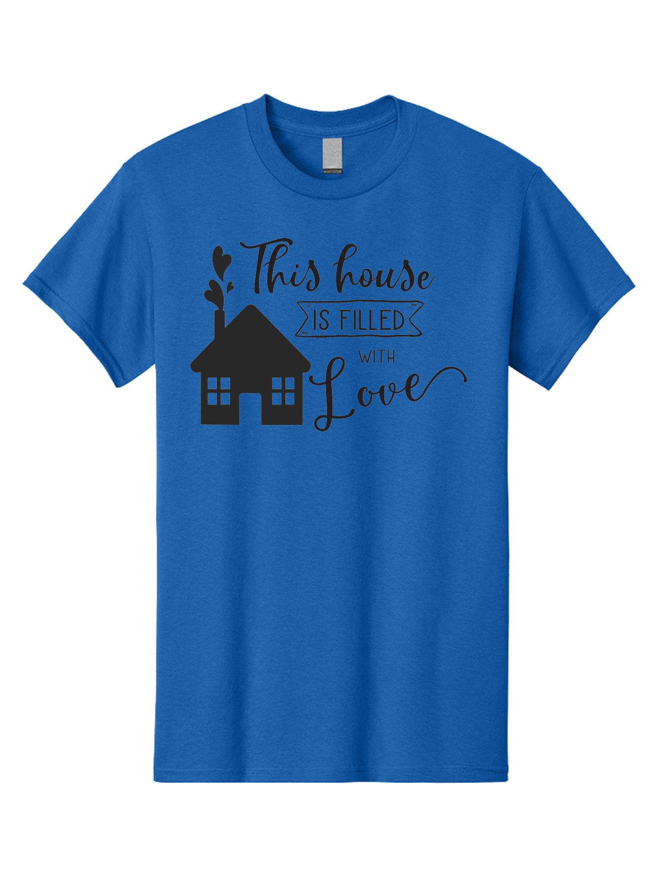 This-House-Is-Filled-With-Love Men'S Graphic Tee, 100% Cotton, Comfortable Casual Summer Wear, Machine Washable, Love-Filled Home, Family Values, Home Sweet Home, Heartwarming Quotes, Cozy Atmosphere, Loving Sentiment, Home Decor Inspiration Aad245