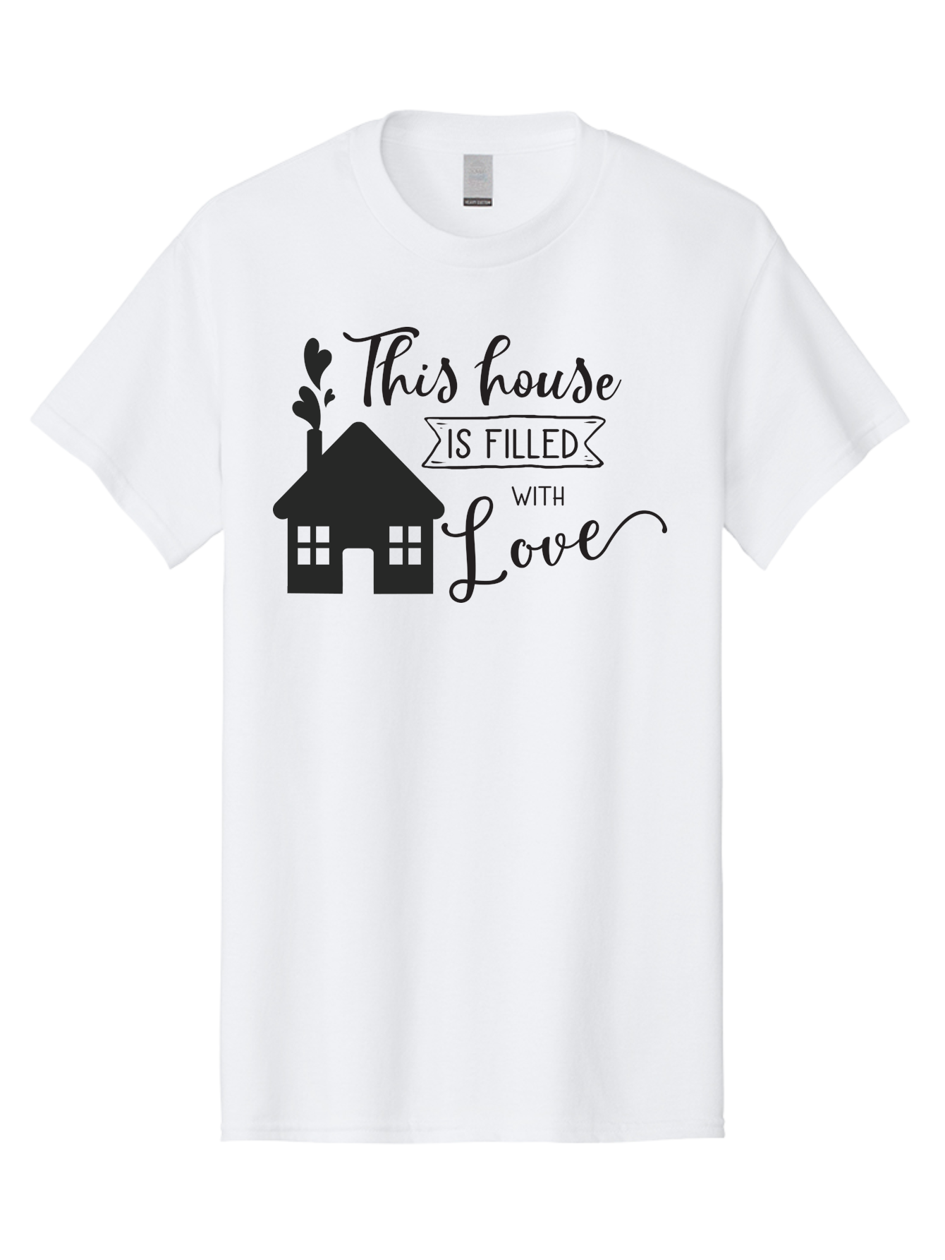 This-House-Is-Filled-With-Love Men'S Graphic Tee, 100% Cotton, Comfortable Casual Summer Wear, Machine Washable, Love-Filled Home, Family Values, Home Sweet Home, Heartwarming Quotes, Cozy Atmosphere, Loving Sentiment, Home Decor Inspiration Aad245