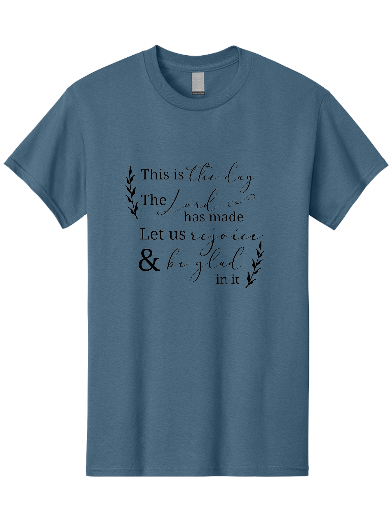This-Is-The-Day Men'S Graphic Tee, 100% Cotton, Comfortable Casual Summer Wear, Machine Washable, Inspirational Quote, Bible Verse, Rejoice, Glad, Day Of Joy, Positivity, Faith, Scripture, Motivation, Uplifting, Spiritual Growth Aad249