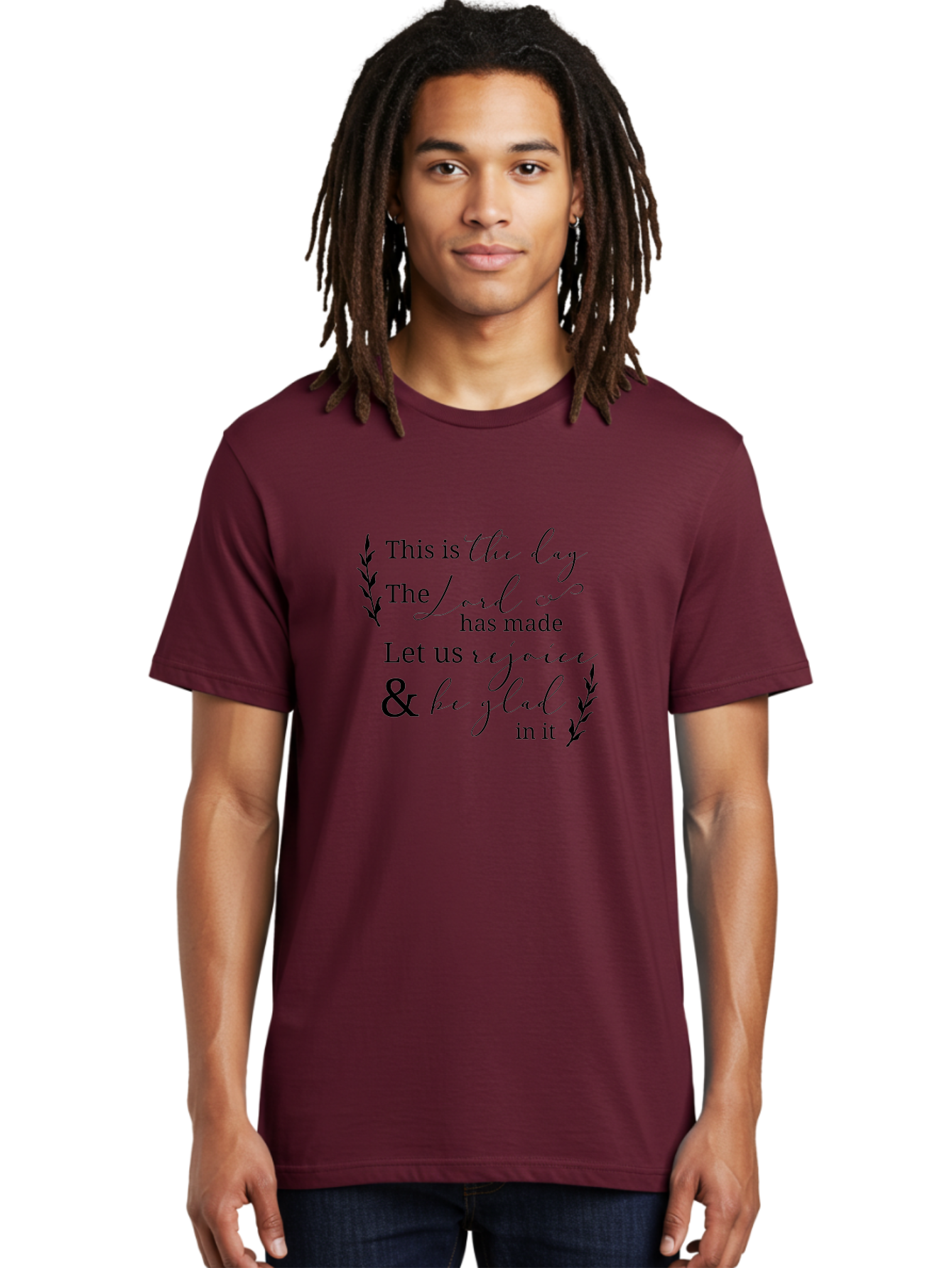 This-Is-The-Day Men'S Graphic Tee, 100% Cotton, Comfortable Casual Summer Wear, Machine Washable, Inspirational Quote, Bible Verse, Rejoice, Glad, Day Of Joy, Positivity, Faith, Scripture, Motivation, Uplifting, Spiritual Growth Aad249