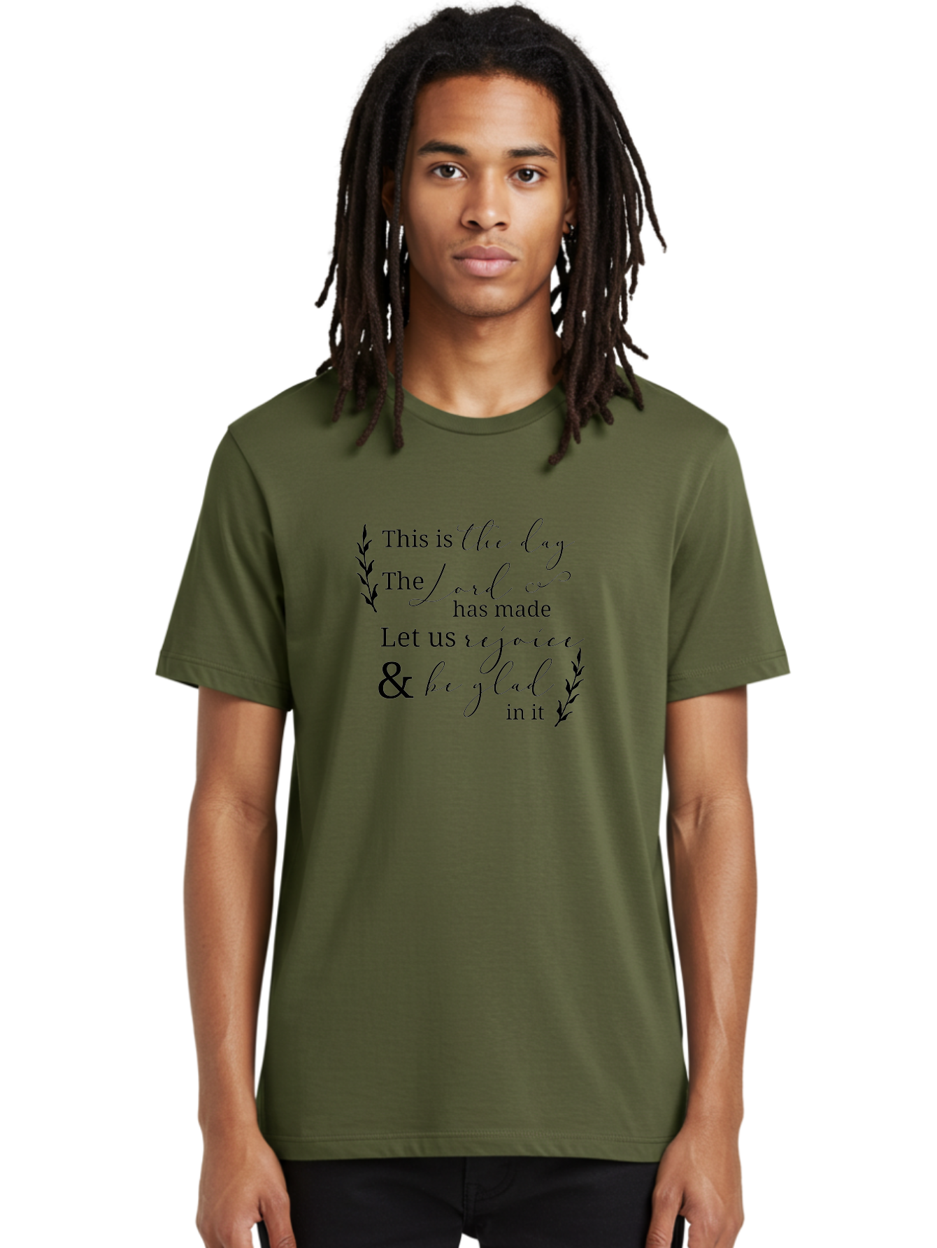 This-Is-The-Day Men'S Graphic Tee, 100% Cotton, Comfortable Casual Summer Wear, Machine Washable, Inspirational Quote, Bible Verse, Rejoice, Glad, Day Of Joy, Positivity, Faith, Scripture, Motivation, Uplifting, Spiritual Growth Aad249