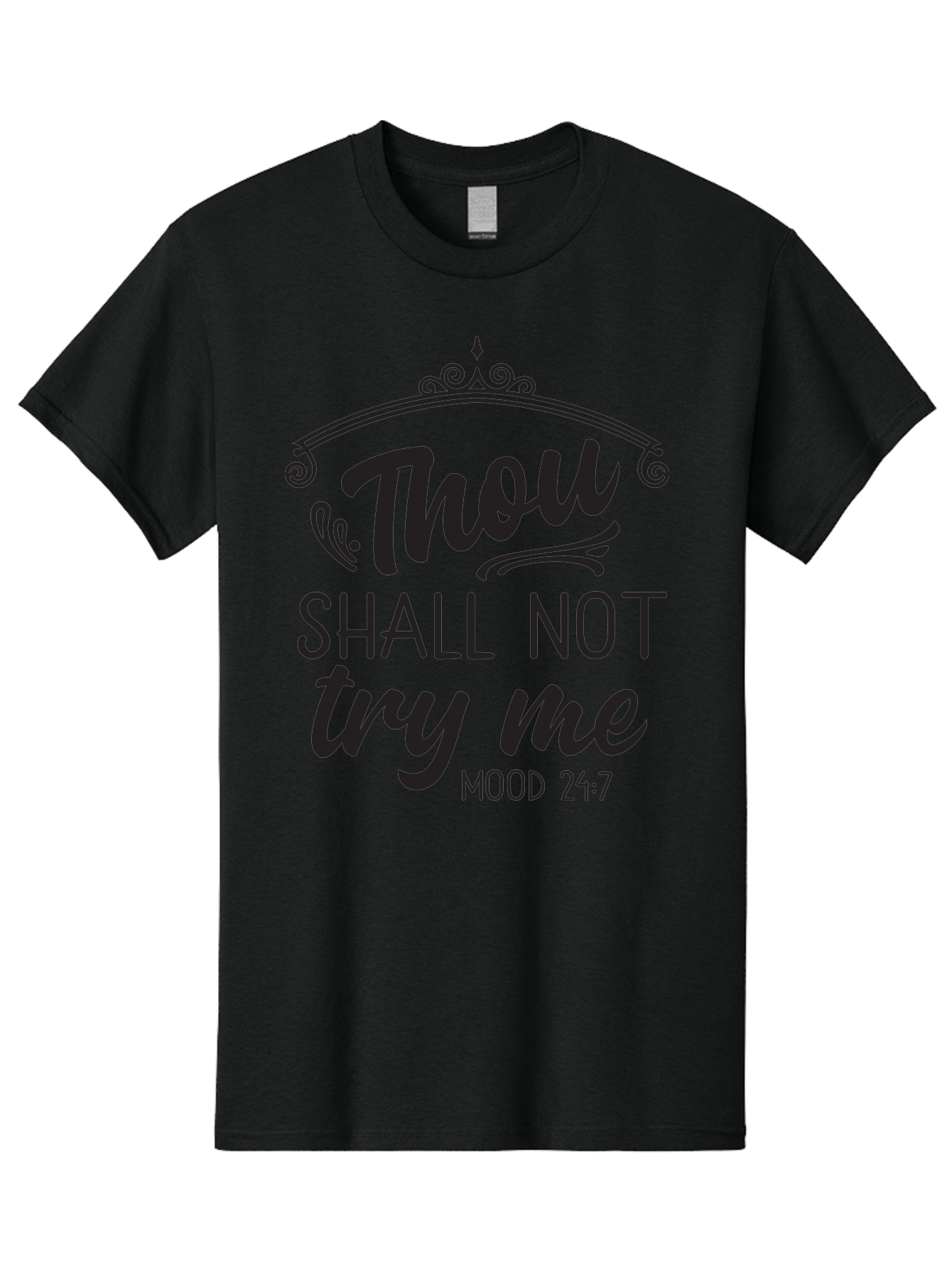 Thou-Shall-Not-Try-Me Men'S Graphic Tee, 100% Cotton, Comfortable Casual Summer Wear, Machine Washable, Inspirational Quote, Motivational Phrase, Black Text, Decorative Typography, Funny Saying, Humorous Design, Unique Phrase, Quirky Humor Aad250